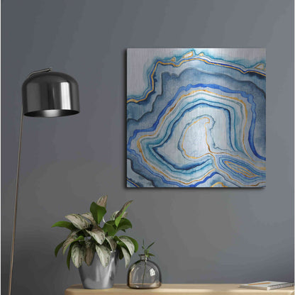 Luxe Metal Art 'Cobalt Agate I' by Grace Popp Metal Wall Art,24x24