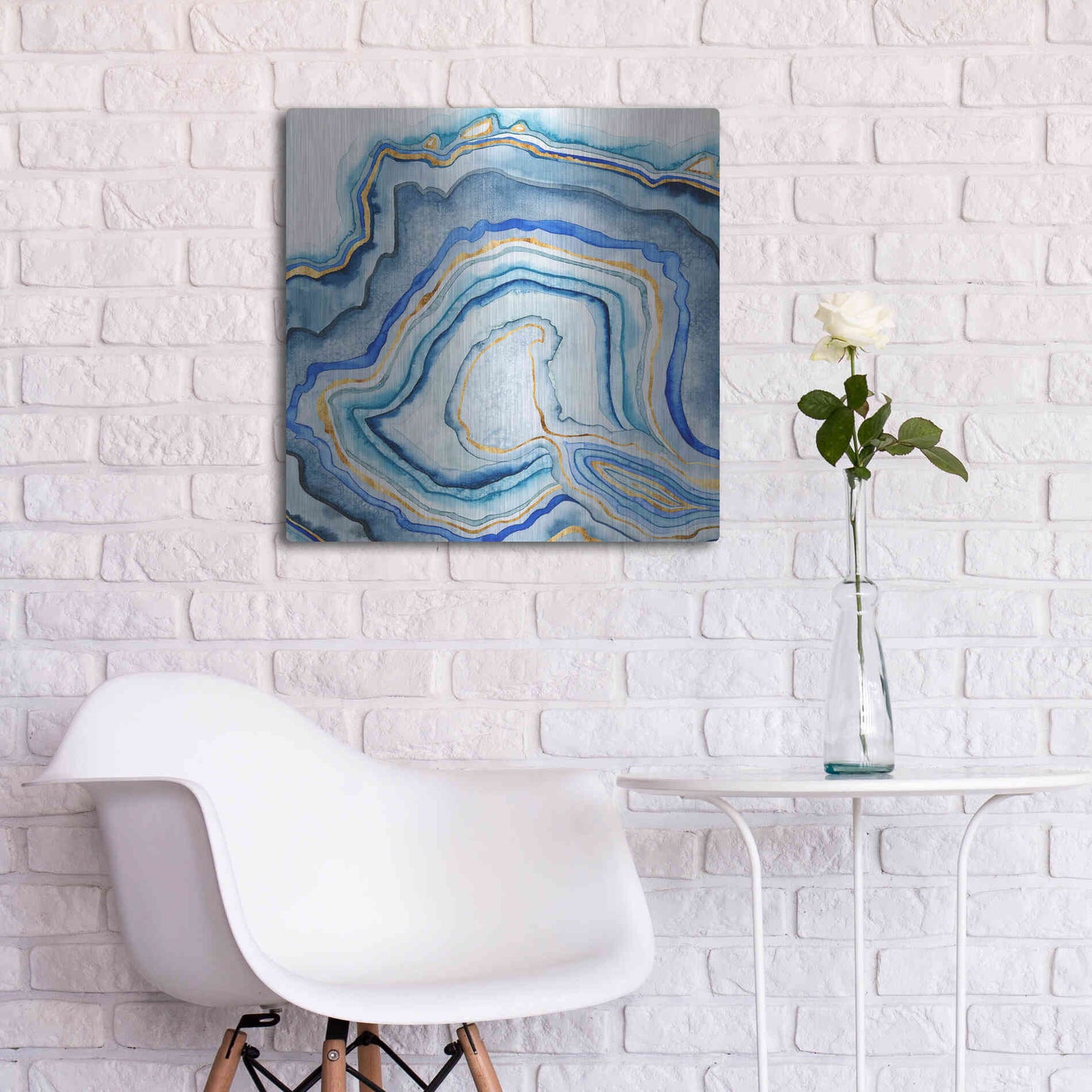 Luxe Metal Art 'Cobalt Agate I' by Grace Popp Metal Wall Art,24x24