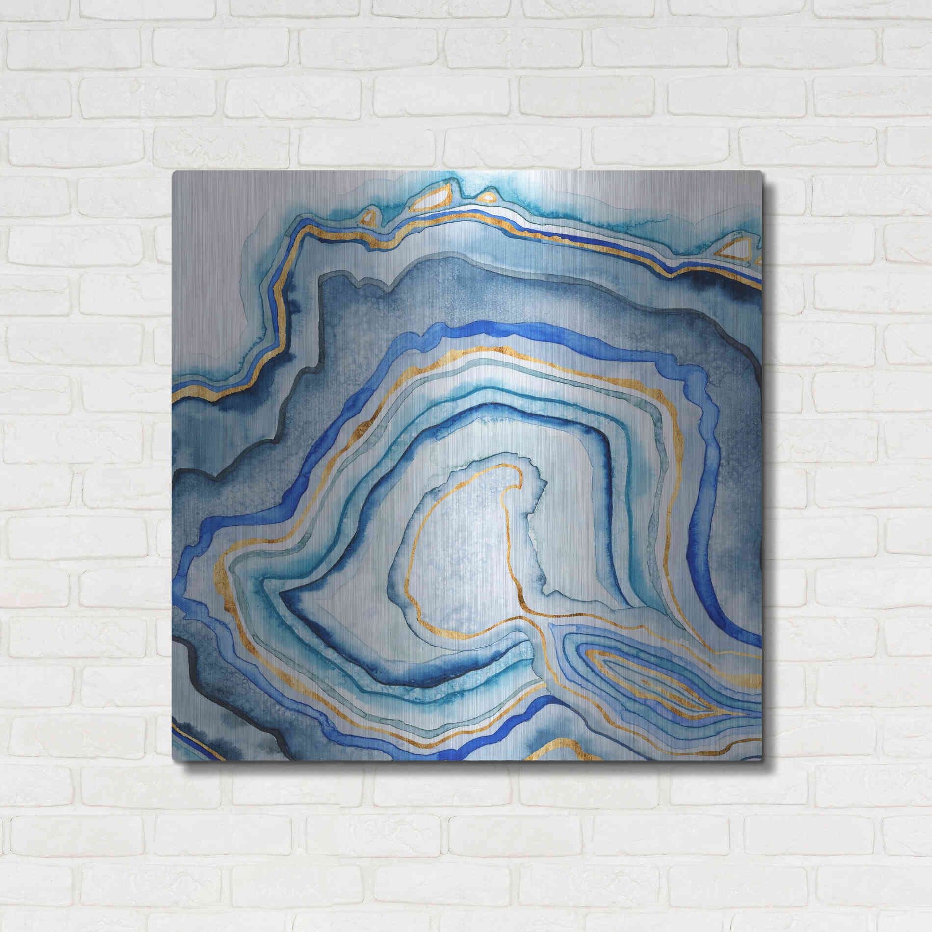 Luxe Metal Art 'Cobalt Agate I' by Grace Popp Metal Wall Art,36x36