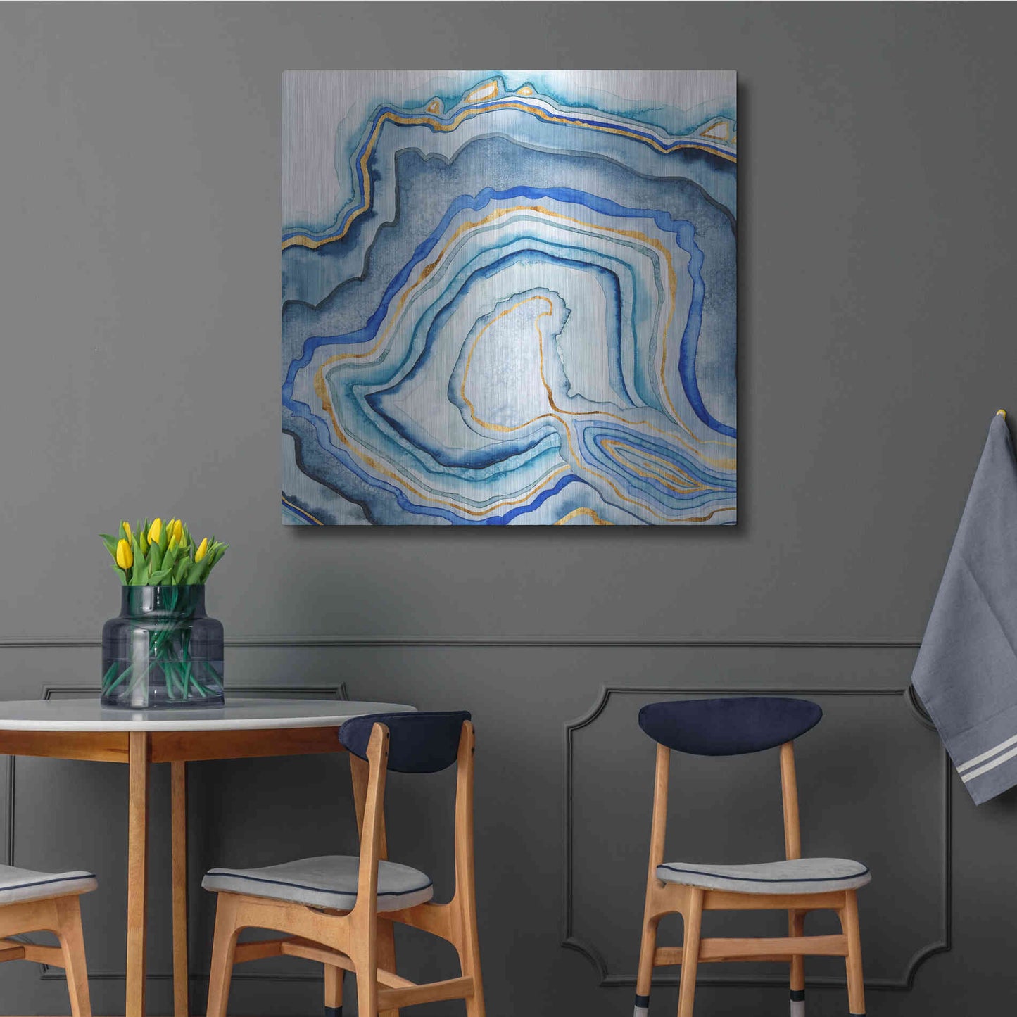 Luxe Metal Art 'Cobalt Agate I' by Grace Popp Metal Wall Art,36x36