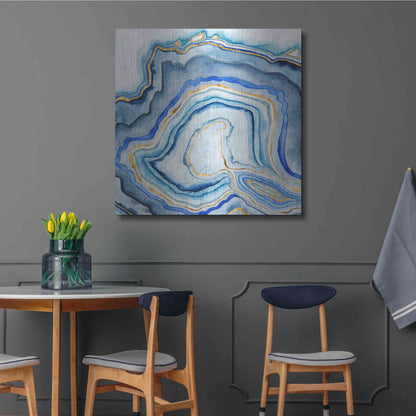 Luxe Metal Art 'Cobalt Agate I' by Grace Popp Metal Wall Art,36x36