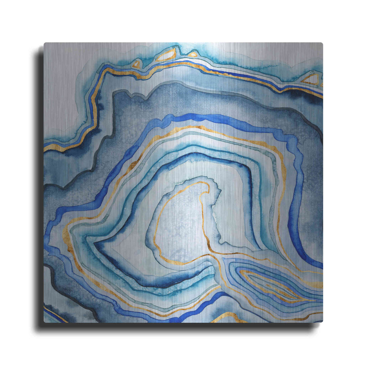 Luxe Metal Art 'Cobalt Agate I' by Grace Popp Metal Wall Art