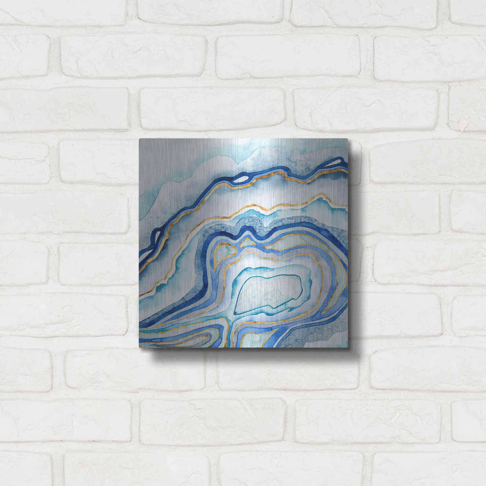 Luxe Metal Art 'Cobalt Agate II' by Grace Popp Metal Wall Art,12x12