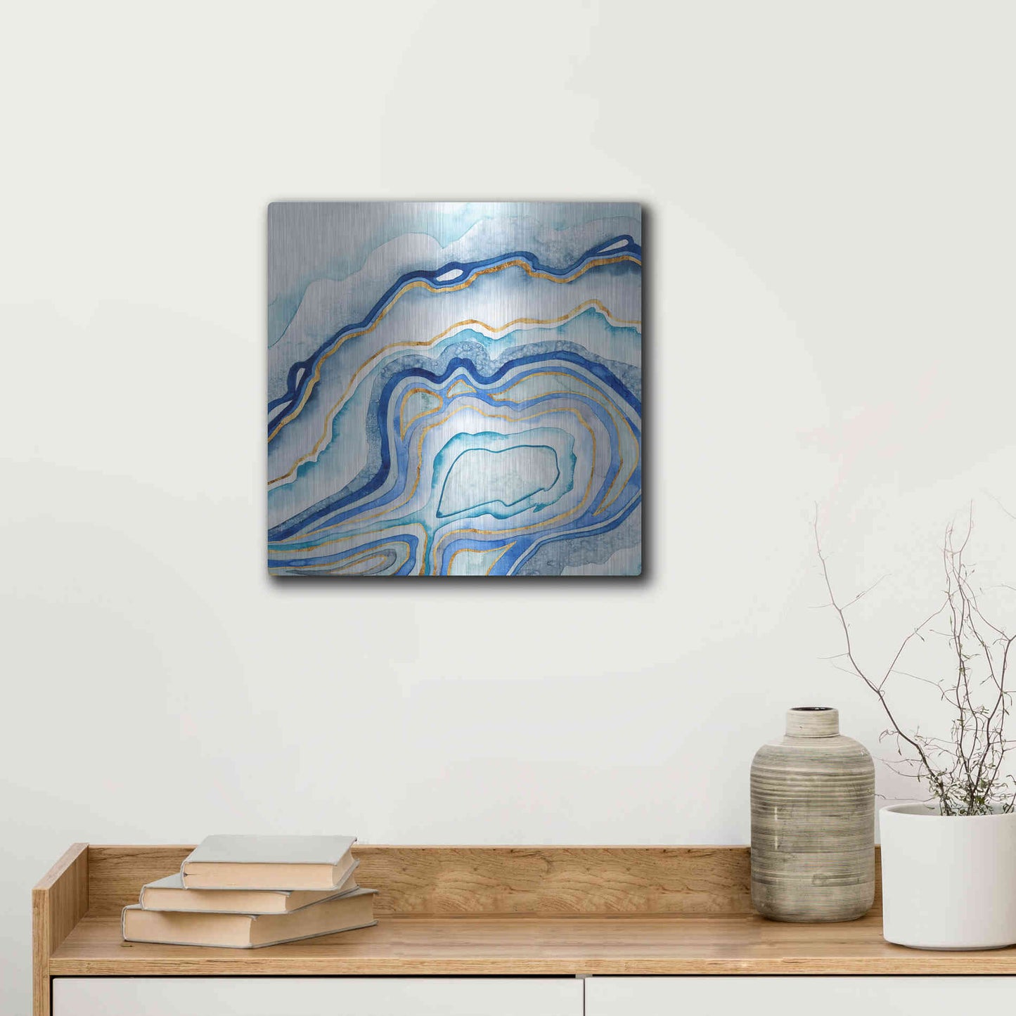 Luxe Metal Art 'Cobalt Agate II' by Grace Popp Metal Wall Art,12x12