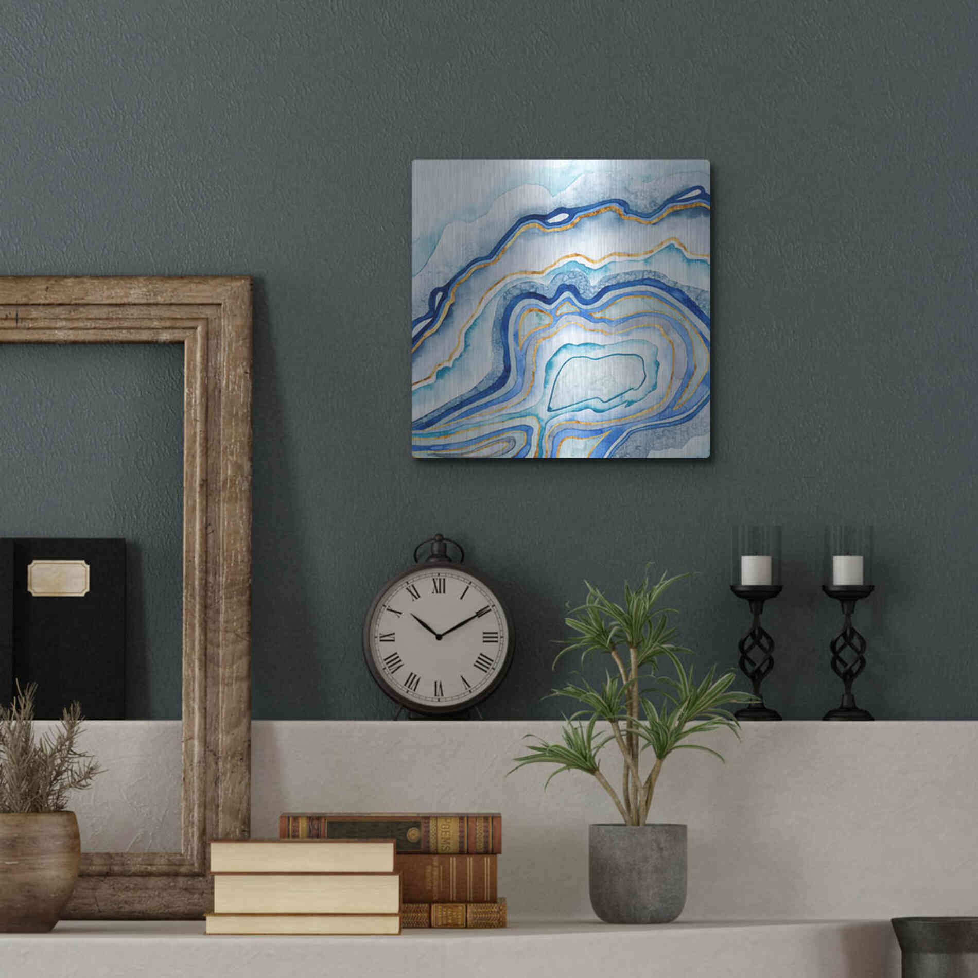 Luxe Metal Art 'Cobalt Agate II' by Grace Popp Metal Wall Art,12x12
