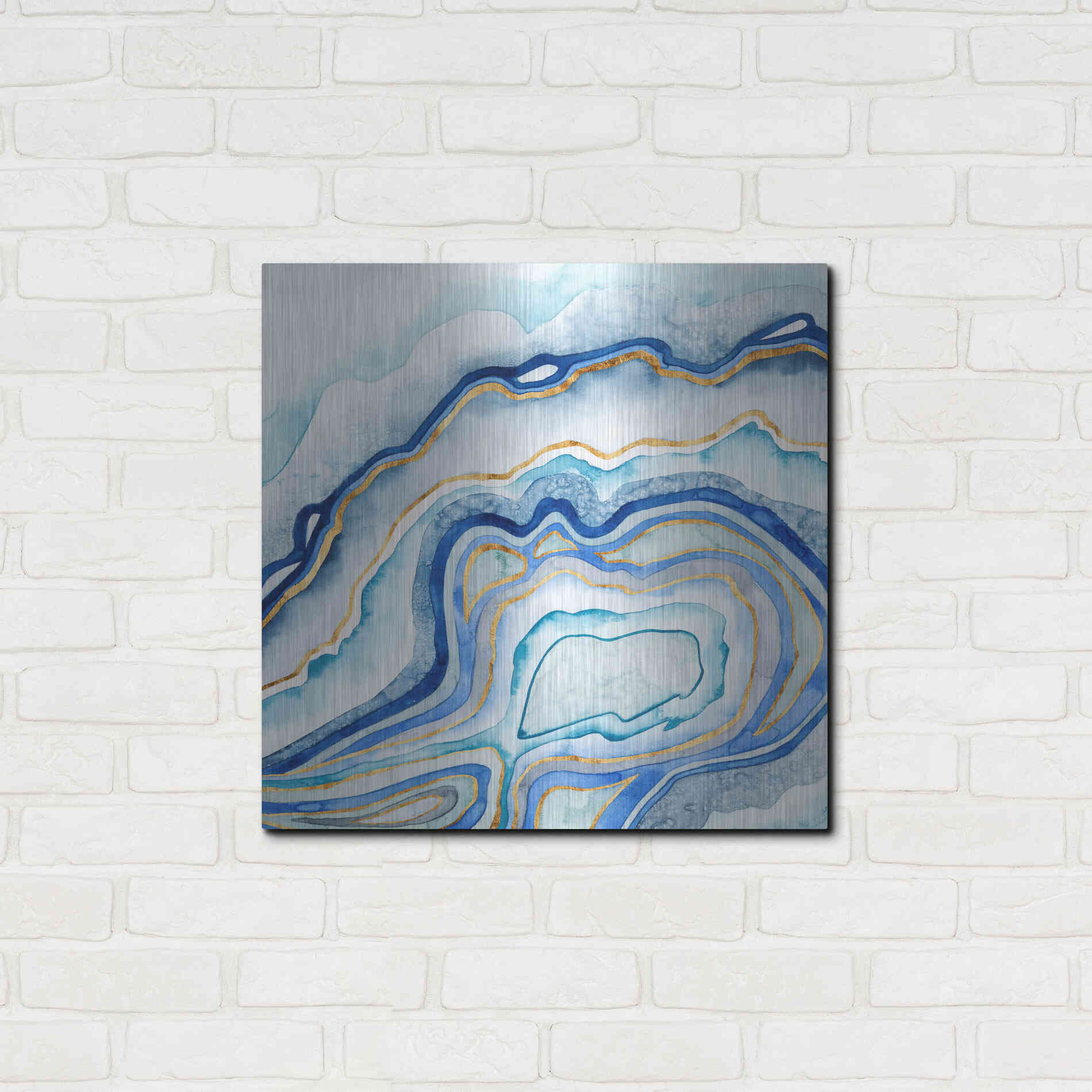 Luxe Metal Art 'Cobalt Agate II' by Grace Popp Metal Wall Art,24x24