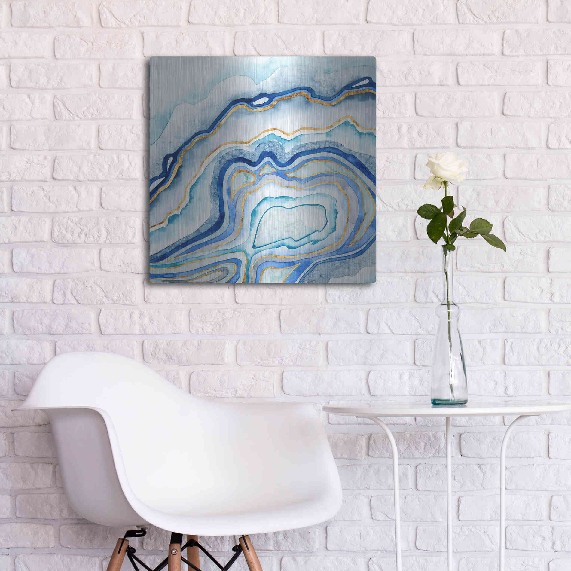 Luxe Metal Art 'Cobalt Agate II' by Grace Popp Metal Wall Art,24x24