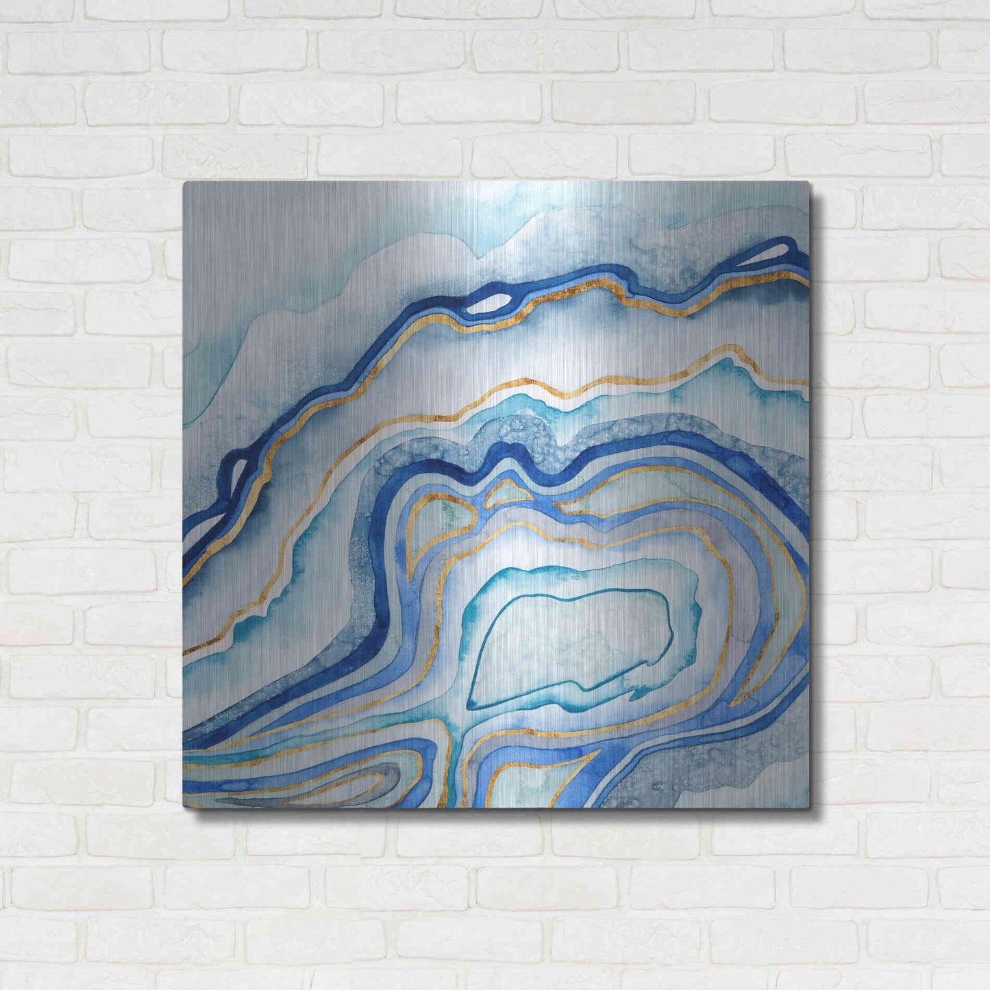 Luxe Metal Art 'Cobalt Agate II' by Grace Popp Metal Wall Art,36x36
