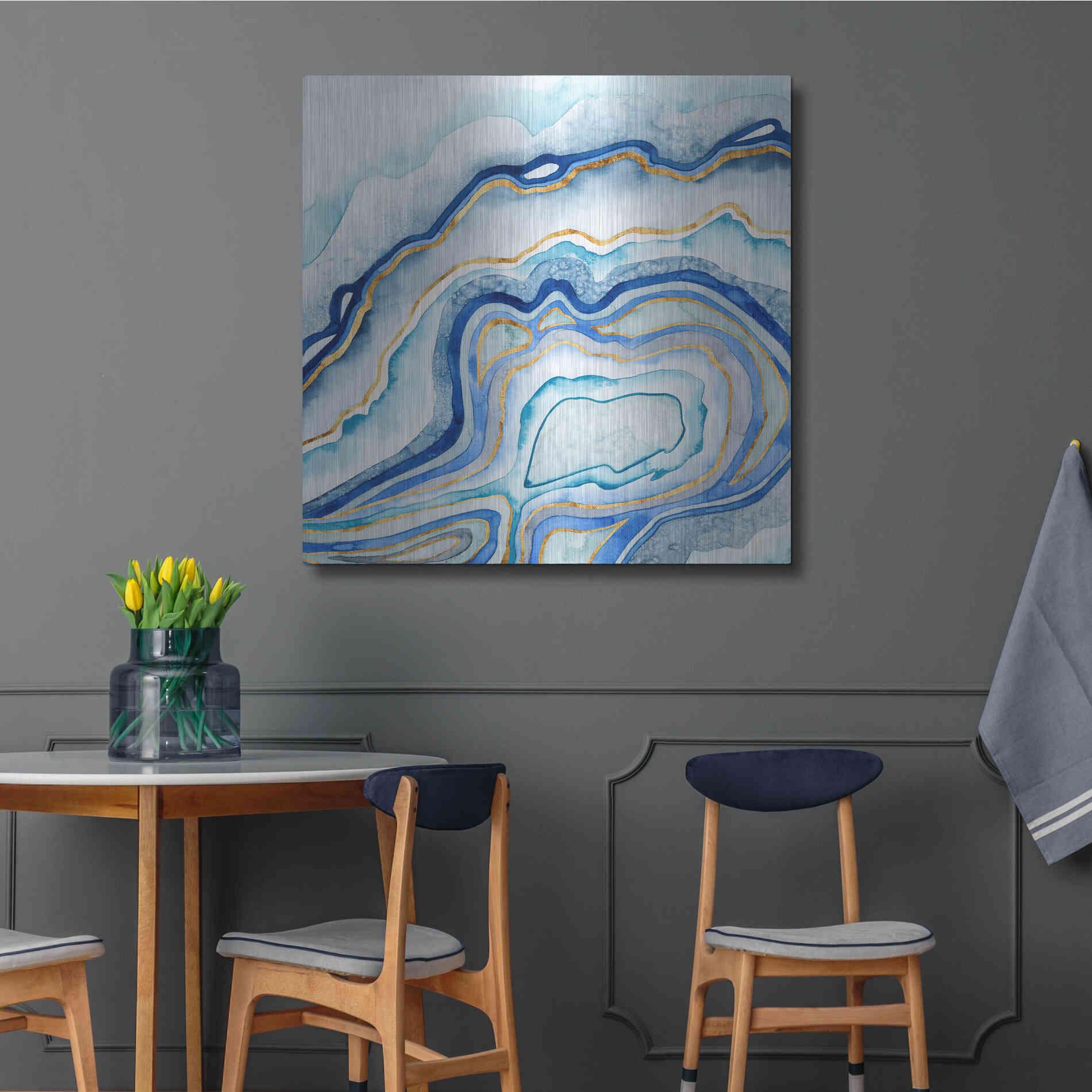 Luxe Metal Art 'Cobalt Agate II' by Grace Popp Metal Wall Art,36x36