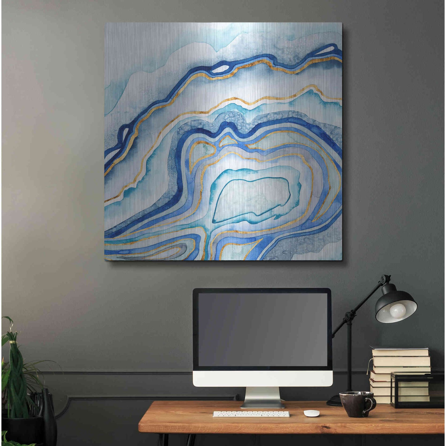 Luxe Metal Art 'Cobalt Agate II' by Grace Popp Metal Wall Art,36x36