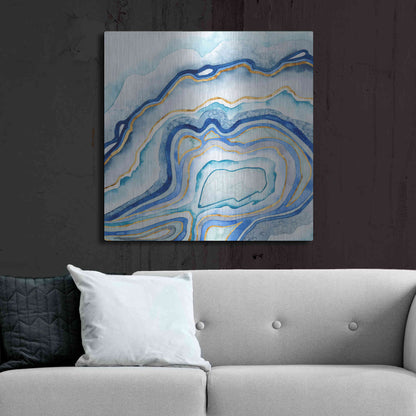 Luxe Metal Art 'Cobalt Agate II' by Grace Popp Metal Wall Art,36x36