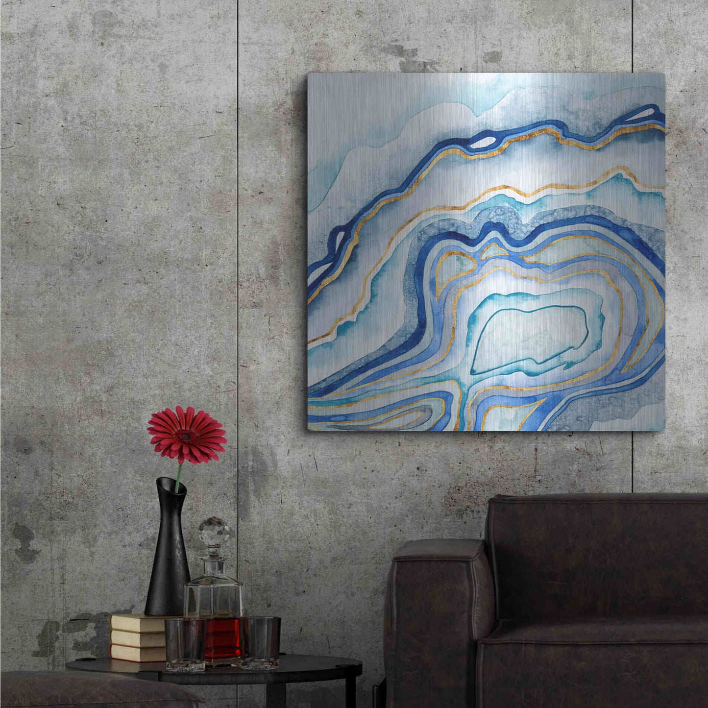 Luxe Metal Art 'Cobalt Agate II' by Grace Popp Metal Wall Art,36x36