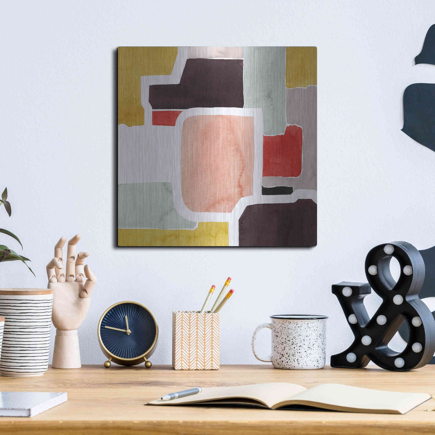 Luxe Metal Art 'Color Blocking II' by Grace Popp Metal Wall Art,12x12