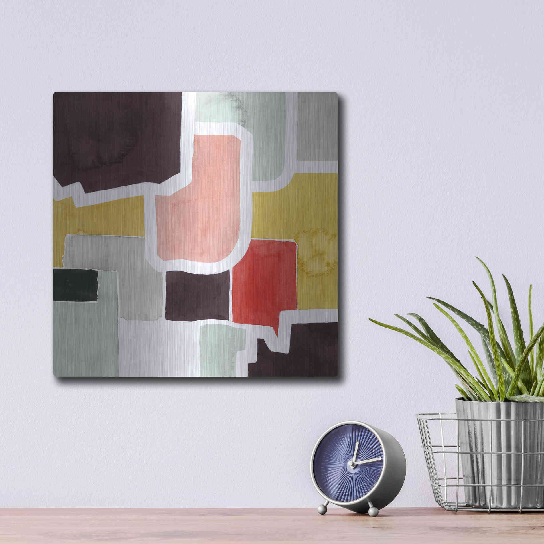 Luxe Metal Art 'Color Blocking IV' by Grace Popp Metal Wall Art,12x12