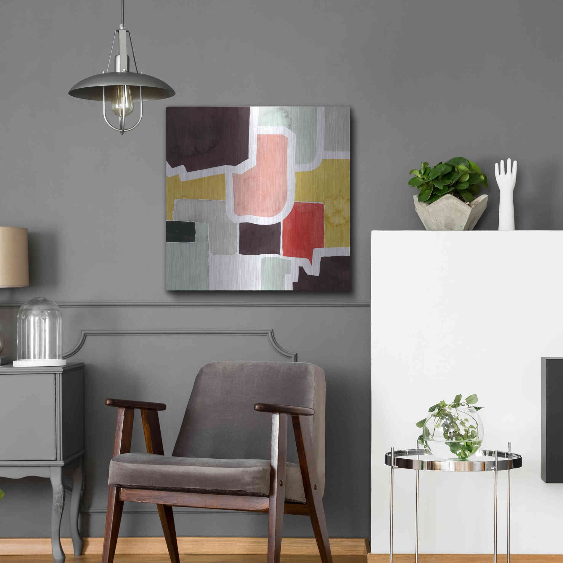 Luxe Metal Art 'Color Blocking IV' by Grace Popp Metal Wall Art,24x24