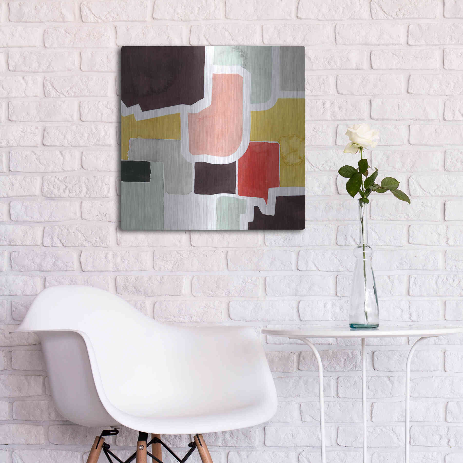 Luxe Metal Art 'Color Blocking IV' by Grace Popp Metal Wall Art,24x24