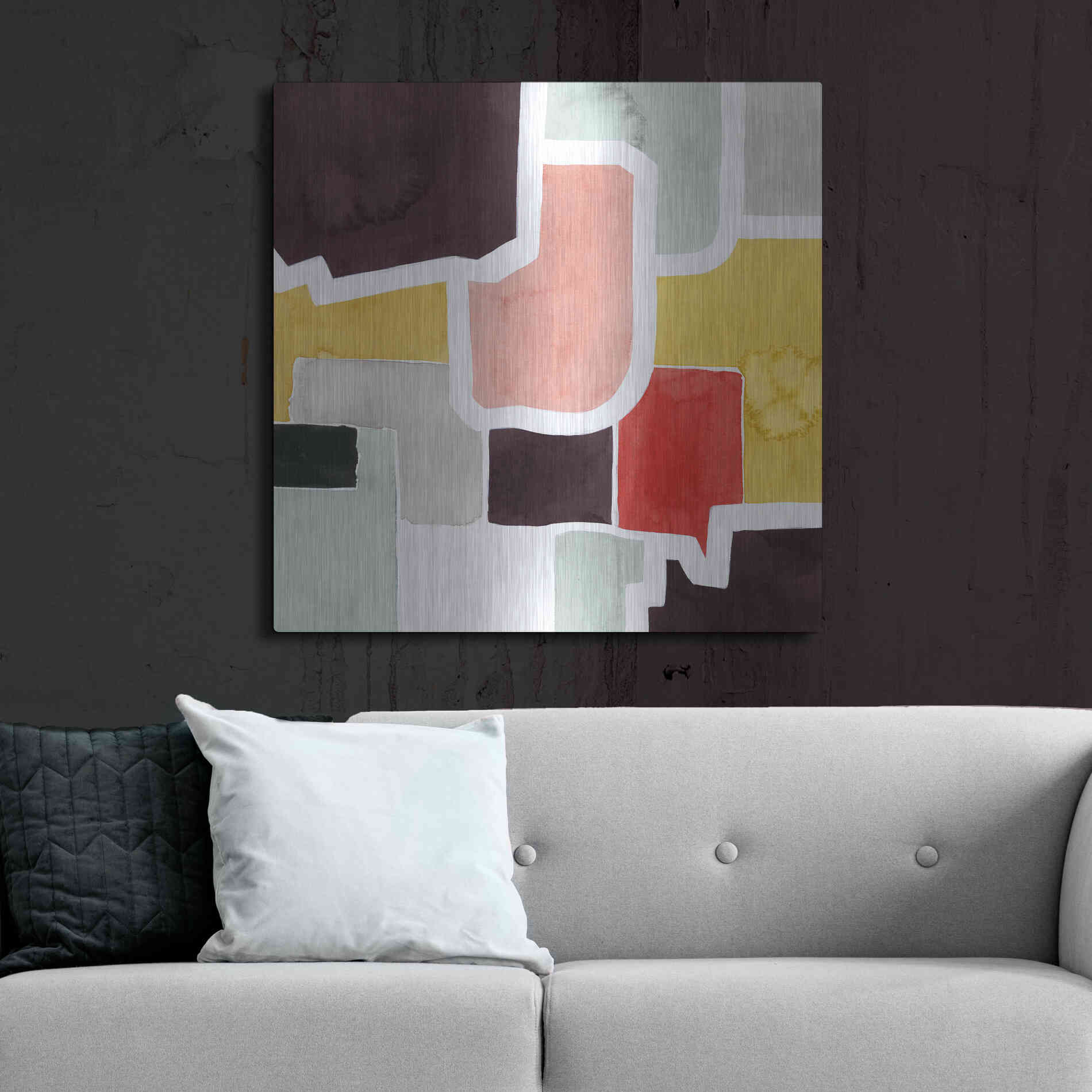 Luxe Metal Art 'Color Blocking IV' by Grace Popp Metal Wall Art,36x36