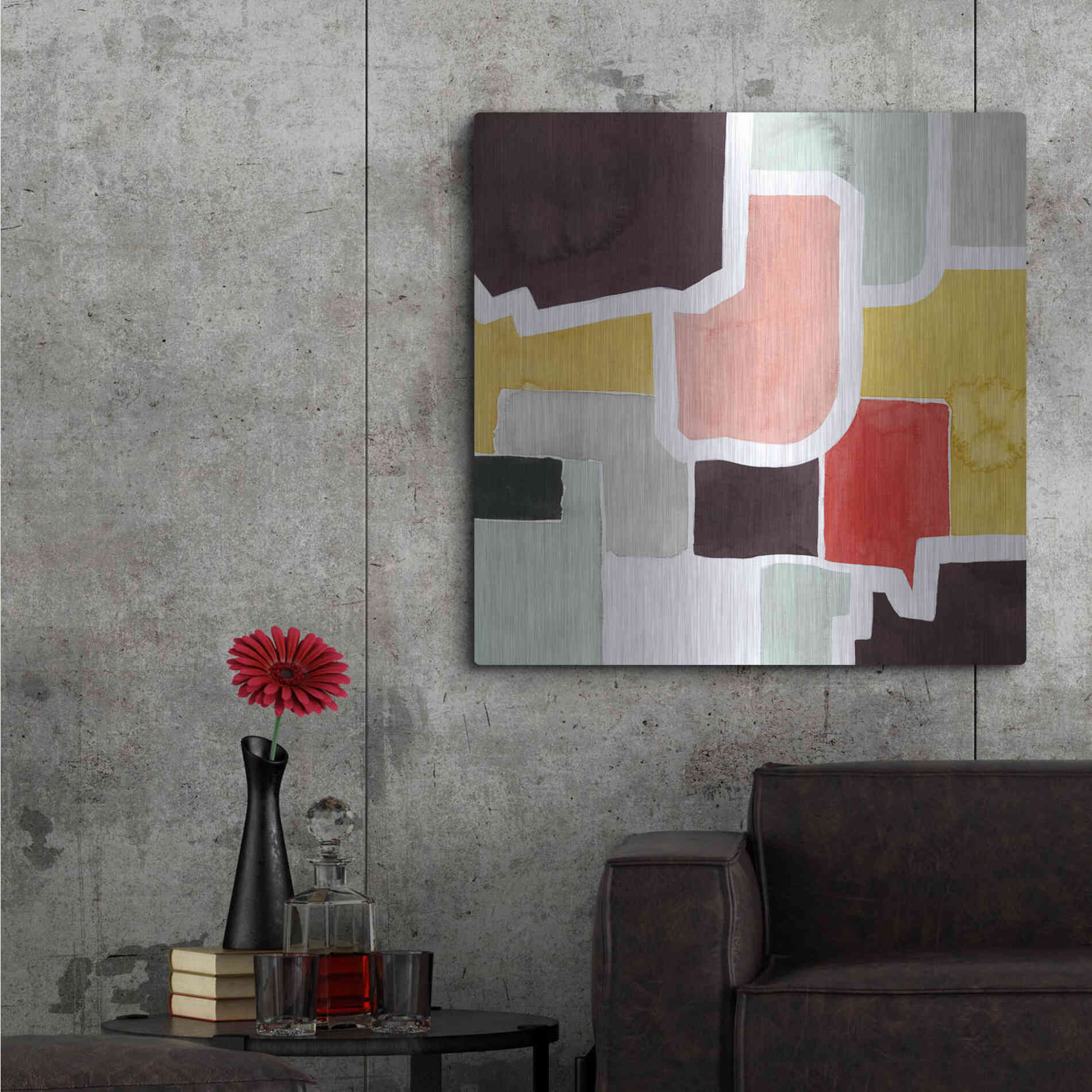 Luxe Metal Art 'Color Blocking IV' by Grace Popp Metal Wall Art,36x36