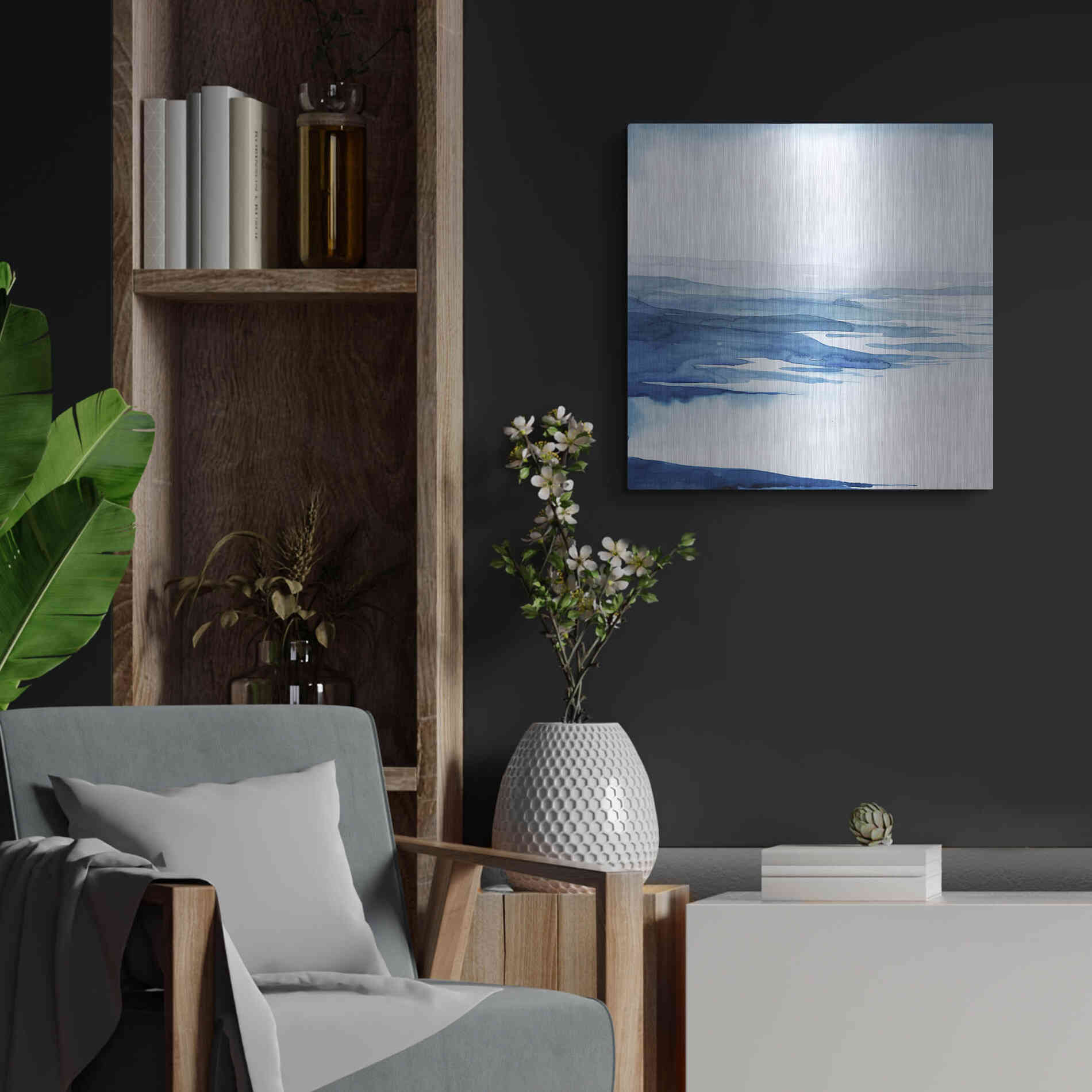 Luxe Metal Art 'Crystallized Lagoon I' by Grace Popp Metal Wall Art,24x24