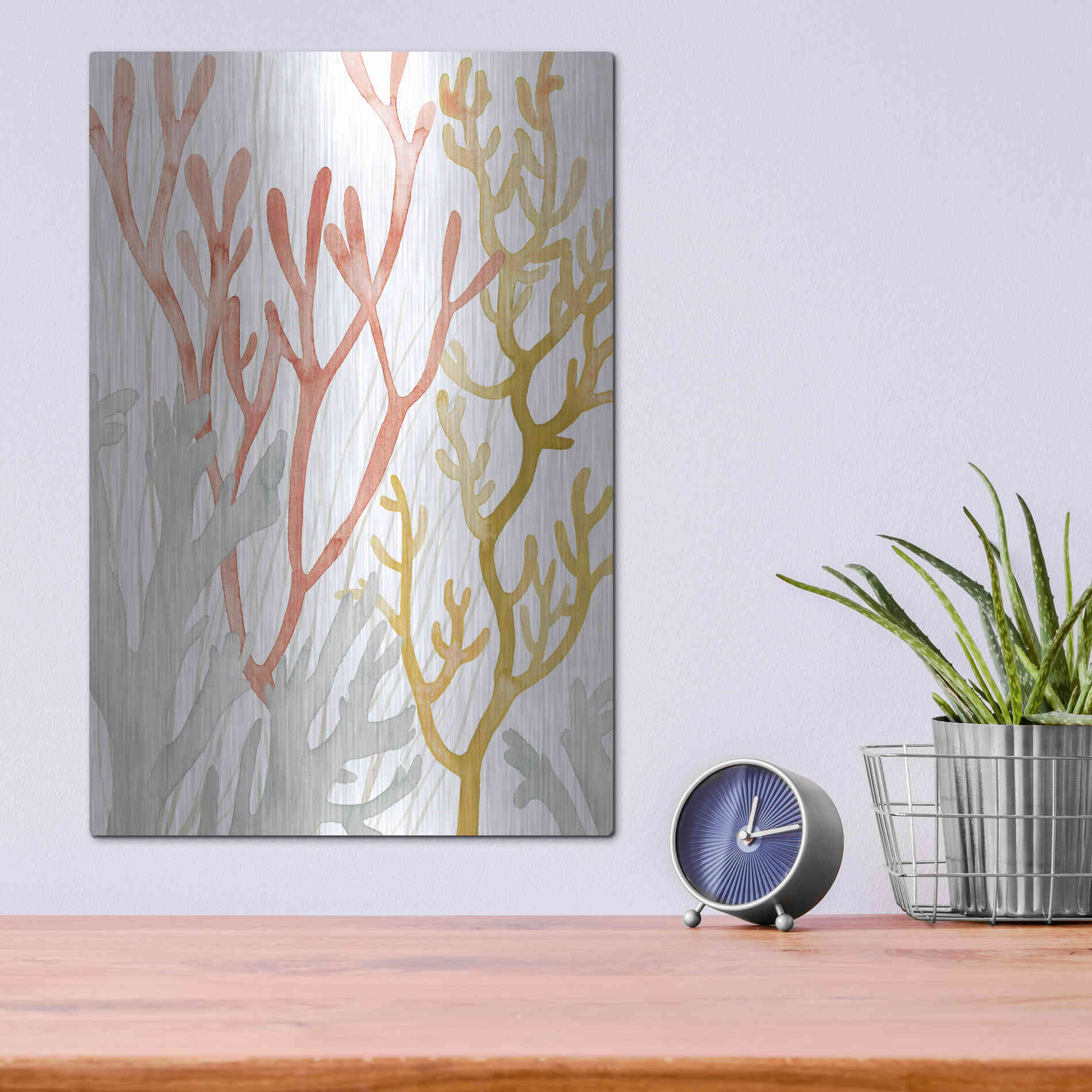 Luxe Metal Art 'Desert Coral I' by Grace Popp Metal Wall Art,12x16