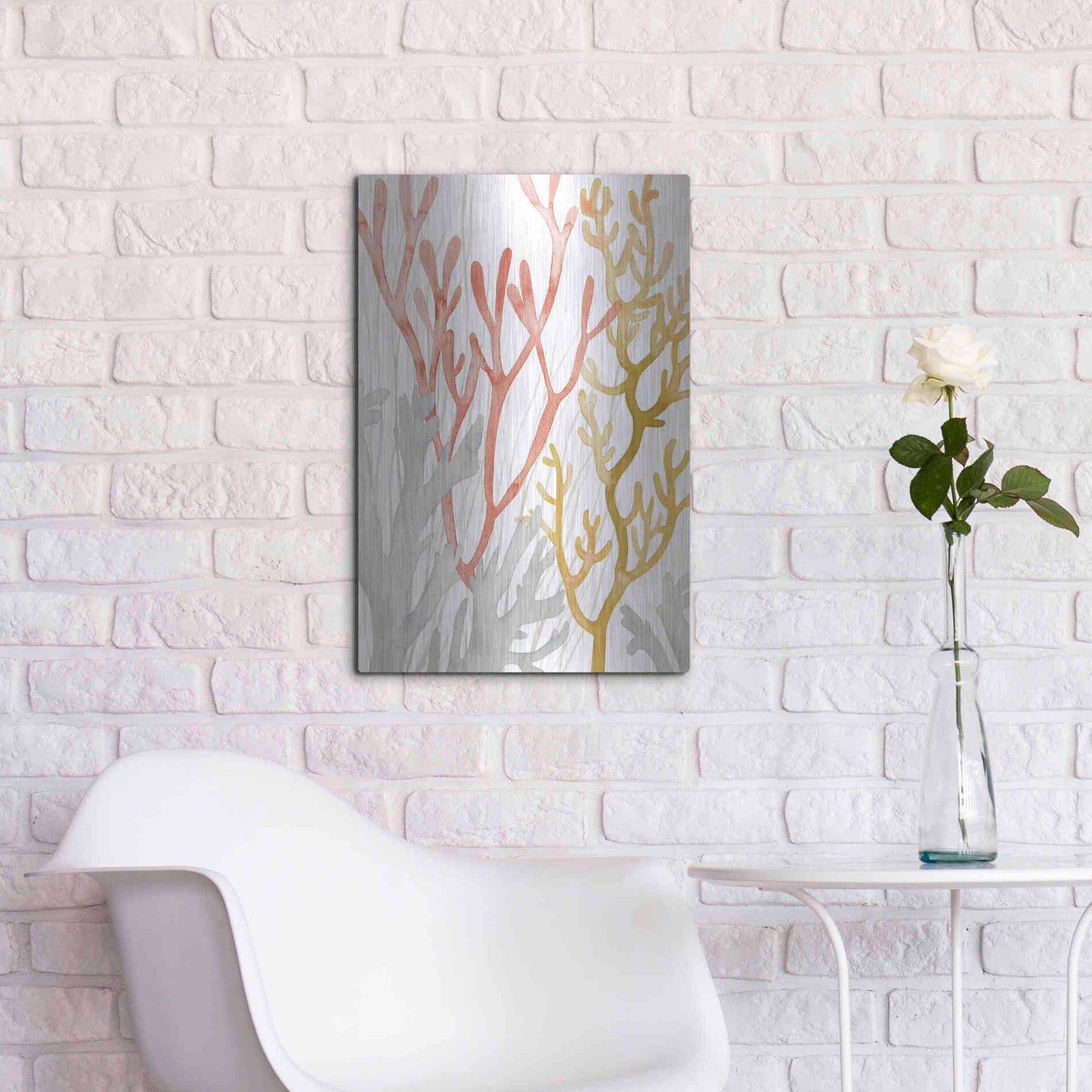 Luxe Metal Art 'Desert Coral I' by Grace Popp Metal Wall Art,16x24