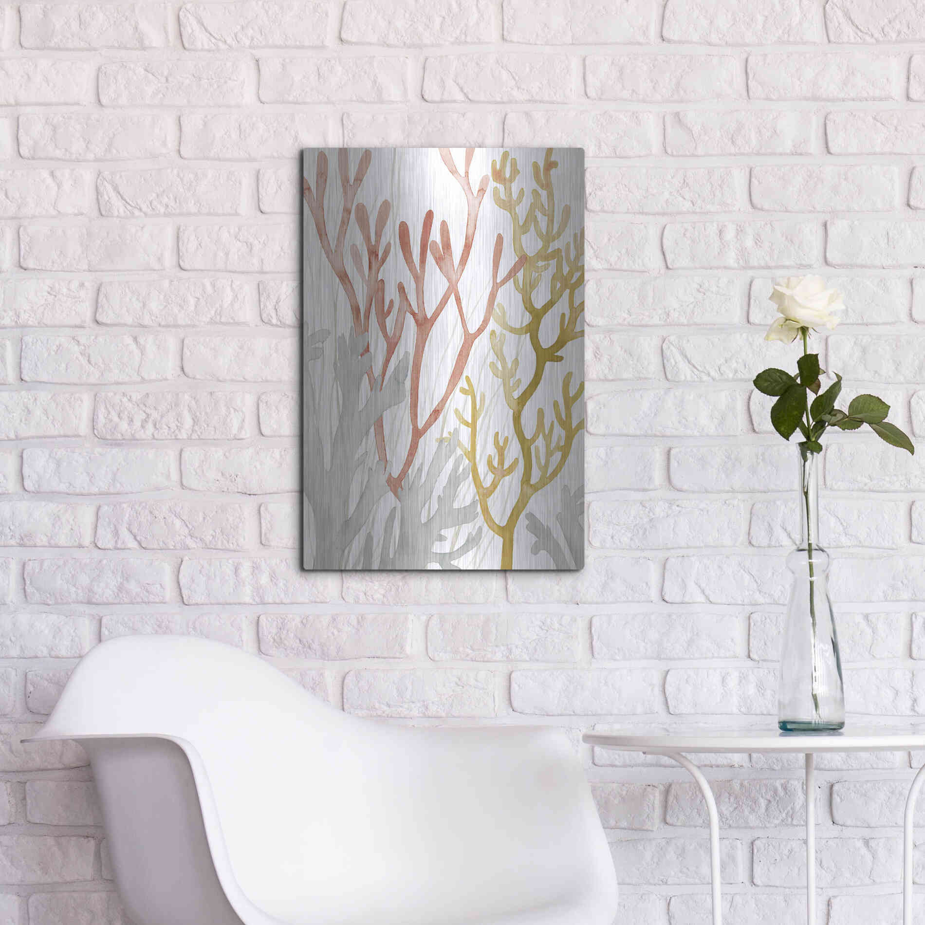 Luxe Metal Art 'Desert Coral I' by Grace Popp Metal Wall Art,16x24