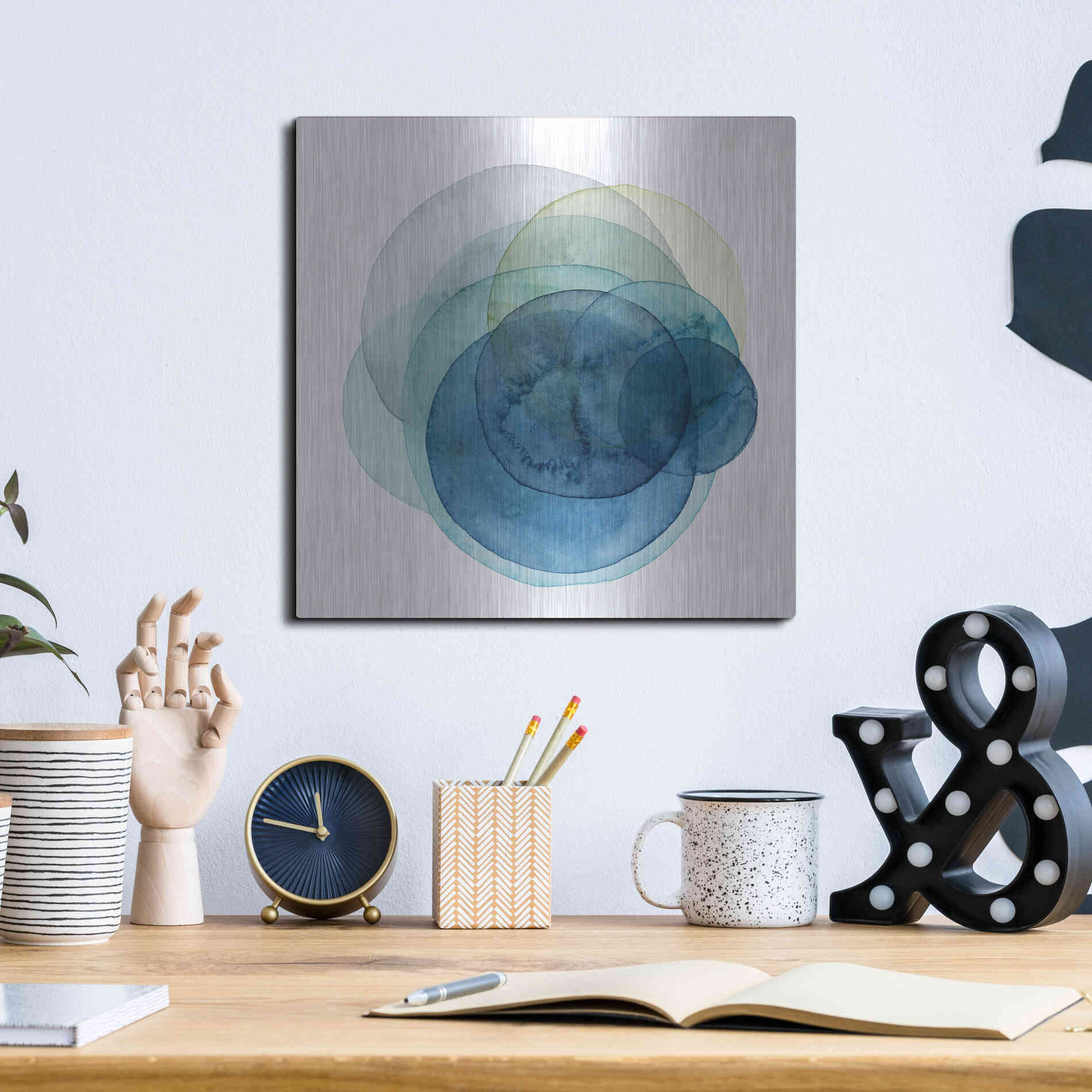 Luxe Metal Art 'Evolving Planets I' by Grace Popp Metal Wall Art,12x12