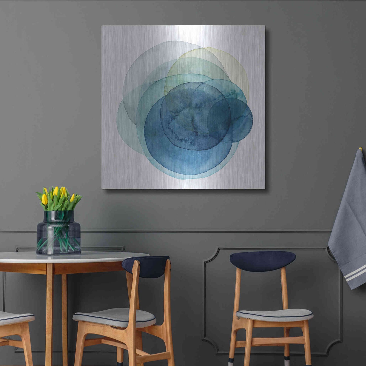 Luxe Metal Art 'Evolving Planets I' by Grace Popp Metal Wall Art,36x36