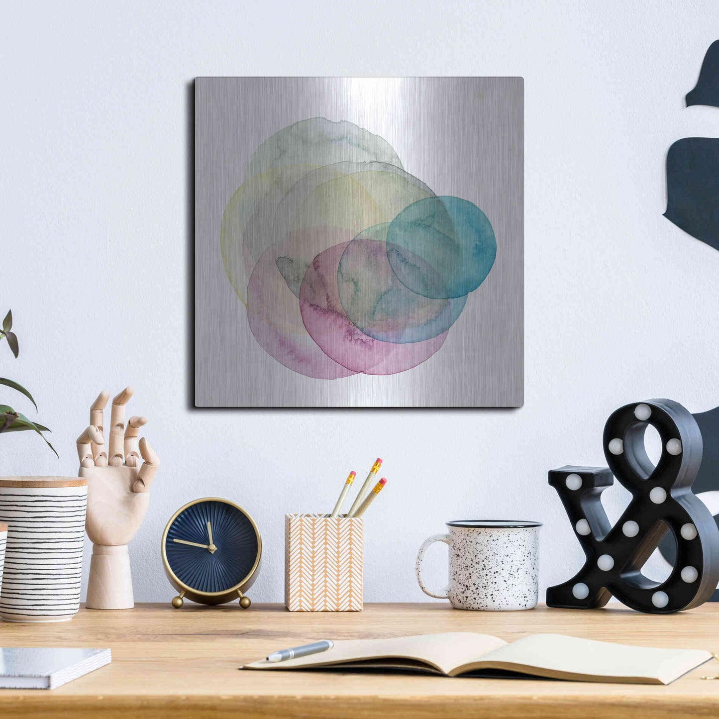 Luxe Metal Art 'Evolving Planets II' by Grace Popp Metal Wall Art,12x12