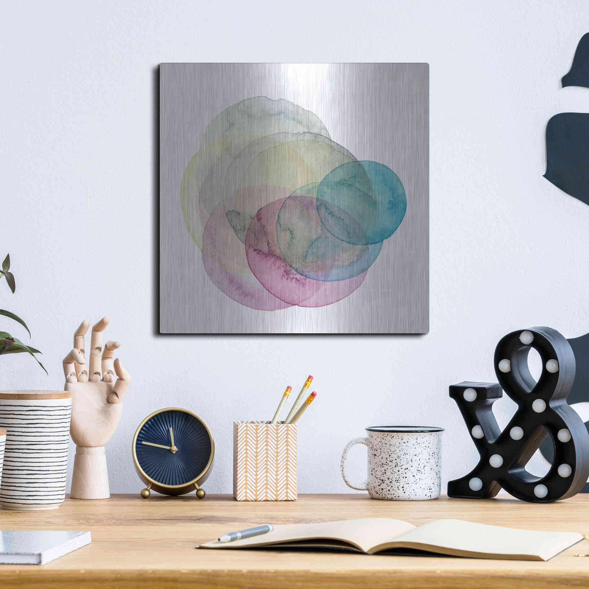 Luxe Metal Art 'Evolving Planets II' by Grace Popp Metal Wall Art,12x12