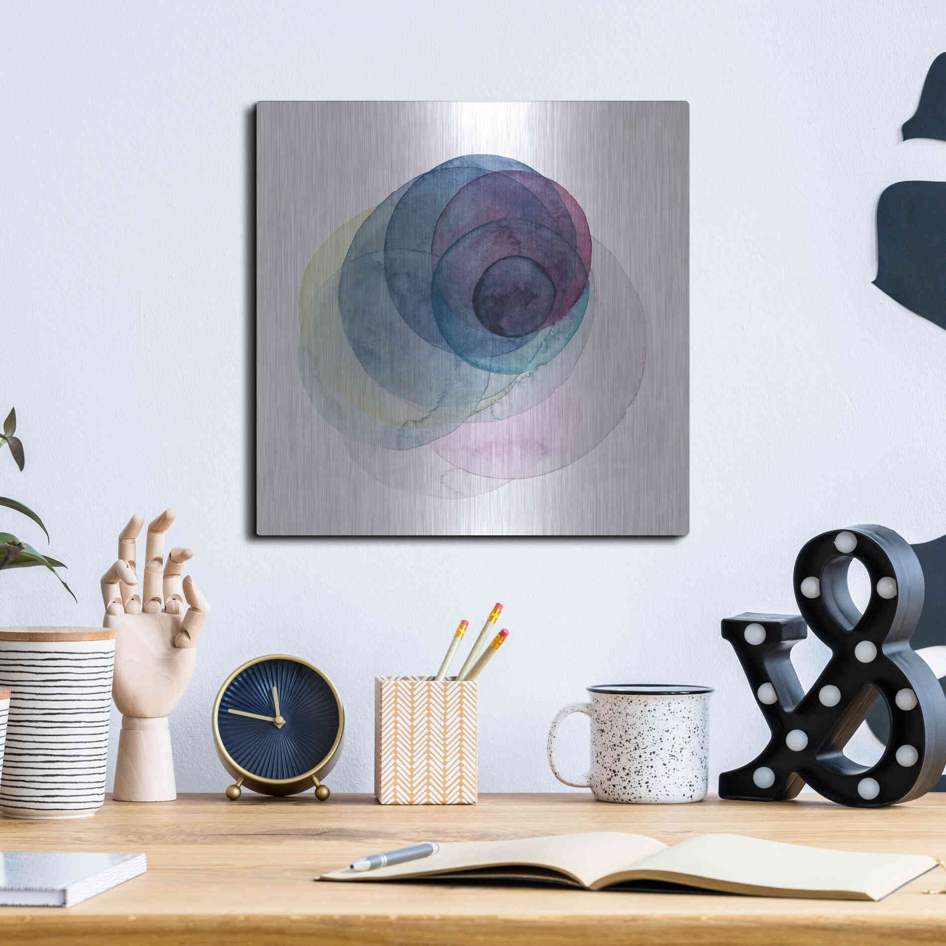 Luxe Metal Art 'Evolving Planets III' by Grace Popp Metal Wall Art,12x12