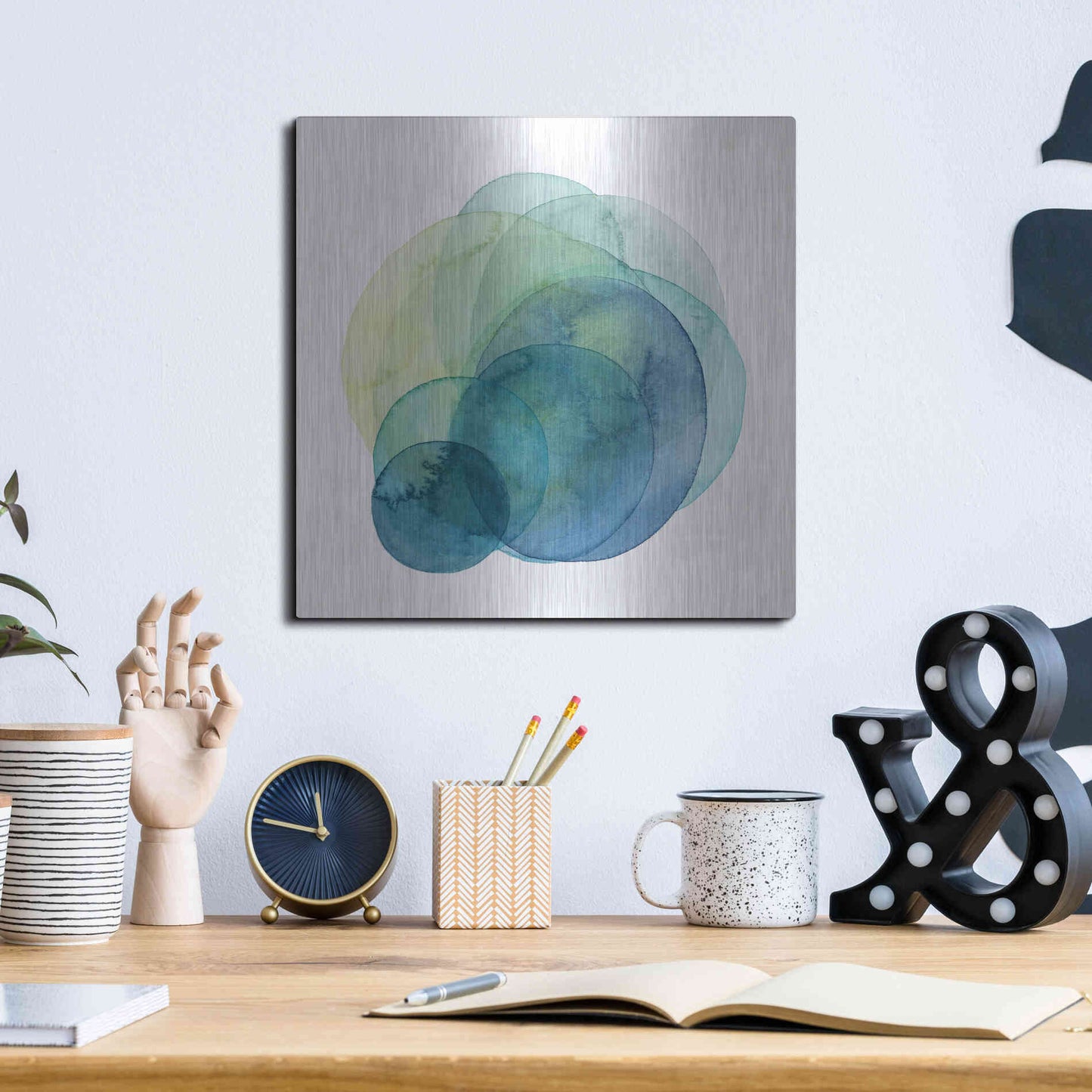 Luxe Metal Art 'Evolving Planets IV' by Grace Popp Metal Wall Art,12x12