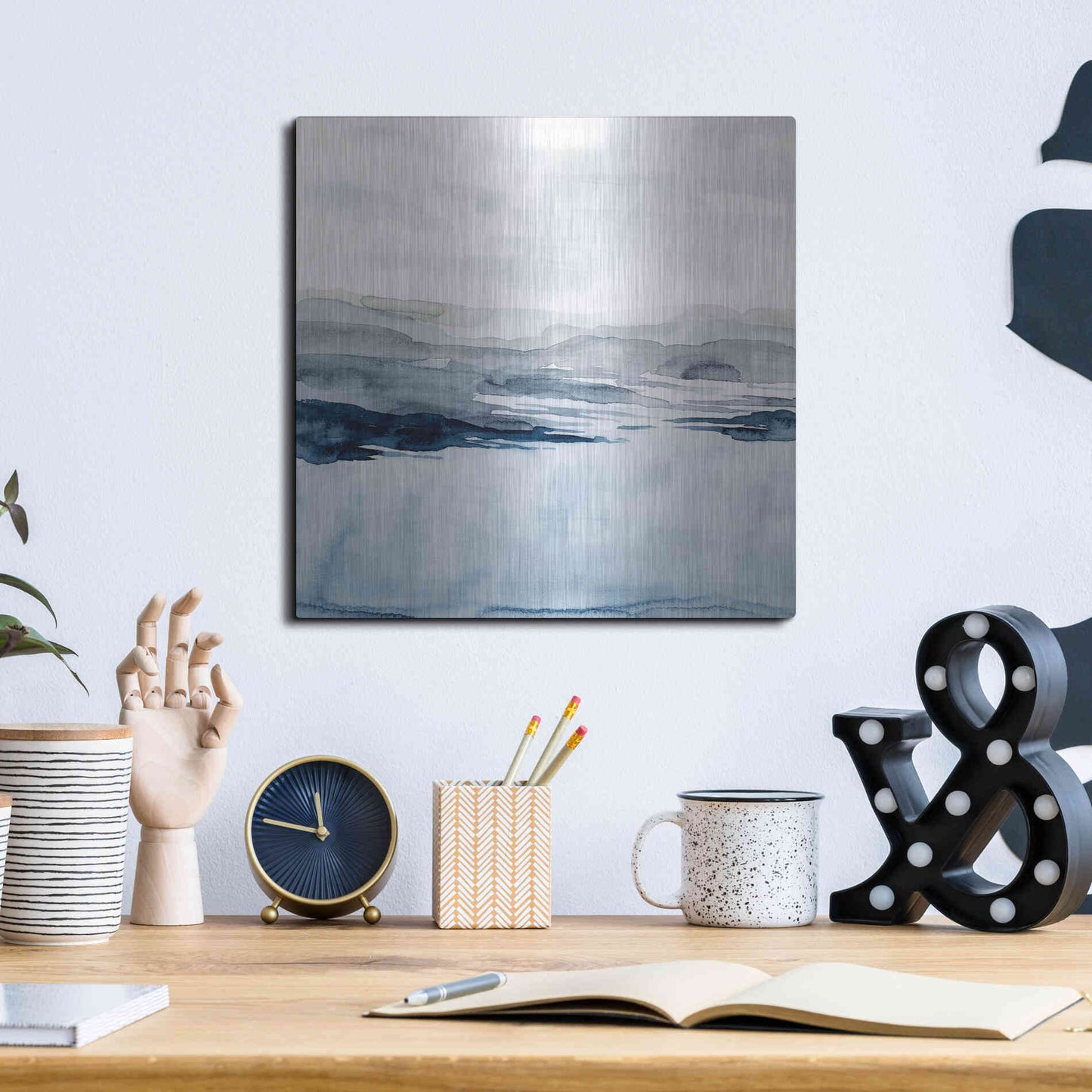 Luxe Metal Art 'Faded Horizon I' by Grace Popp Metal Wall Art,12x12