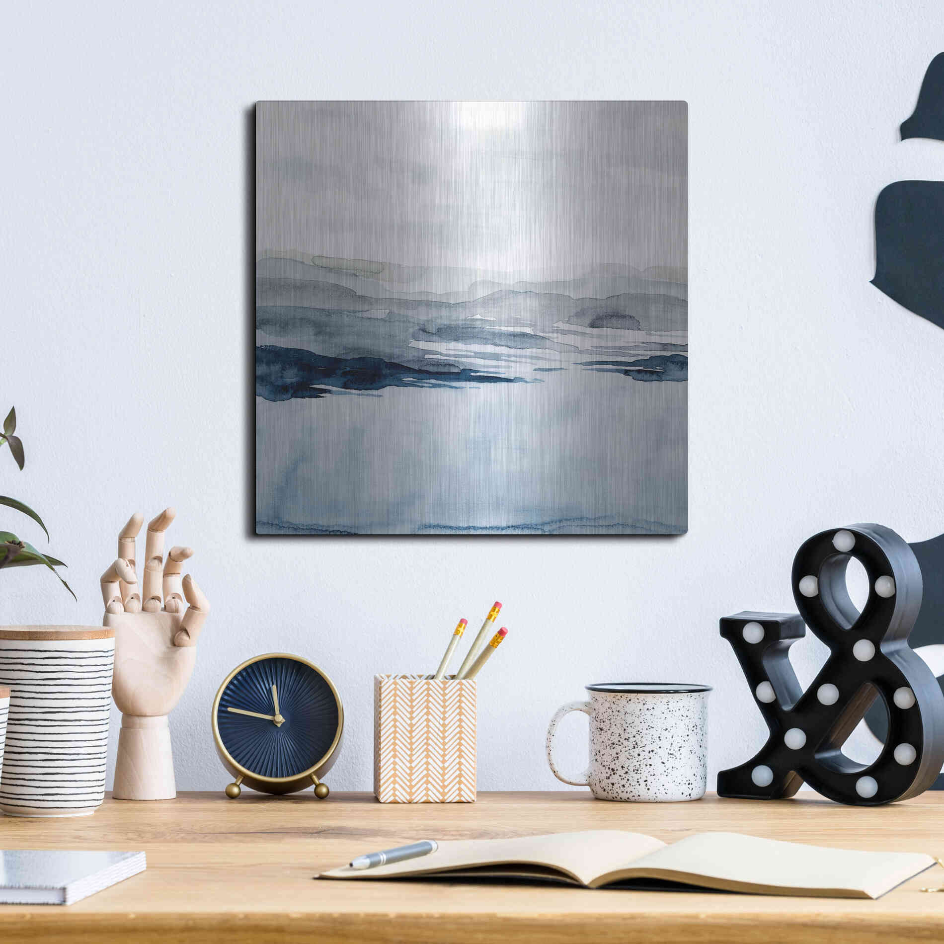 Luxe Metal Art 'Faded Horizon I' by Grace Popp Metal Wall Art,12x12