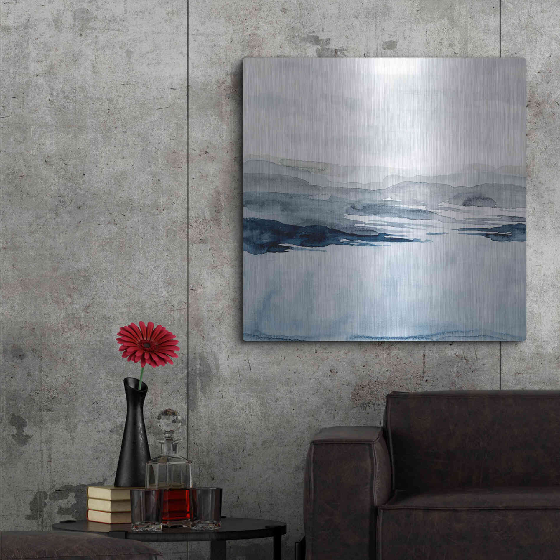 Luxe Metal Art 'Faded Horizon I' by Grace Popp Metal Wall Art,36x36