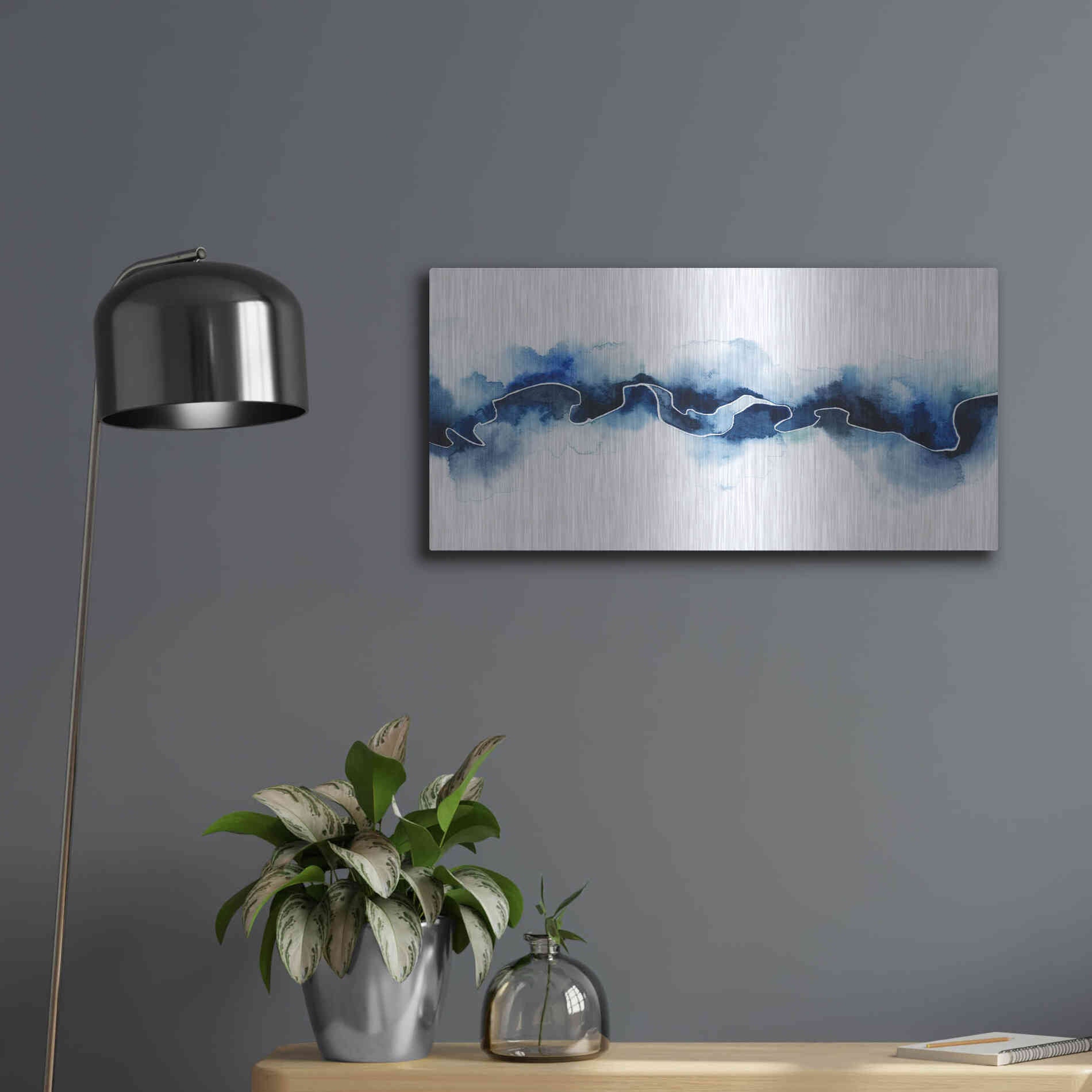 Luxe Metal Art 'Glacial Break II' by Grace Popp Metal Wall Art,24x12