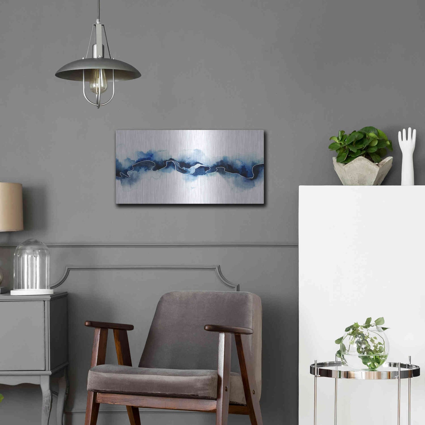 Luxe Metal Art 'Glacial Break II' by Grace Popp Metal Wall Art,24x12