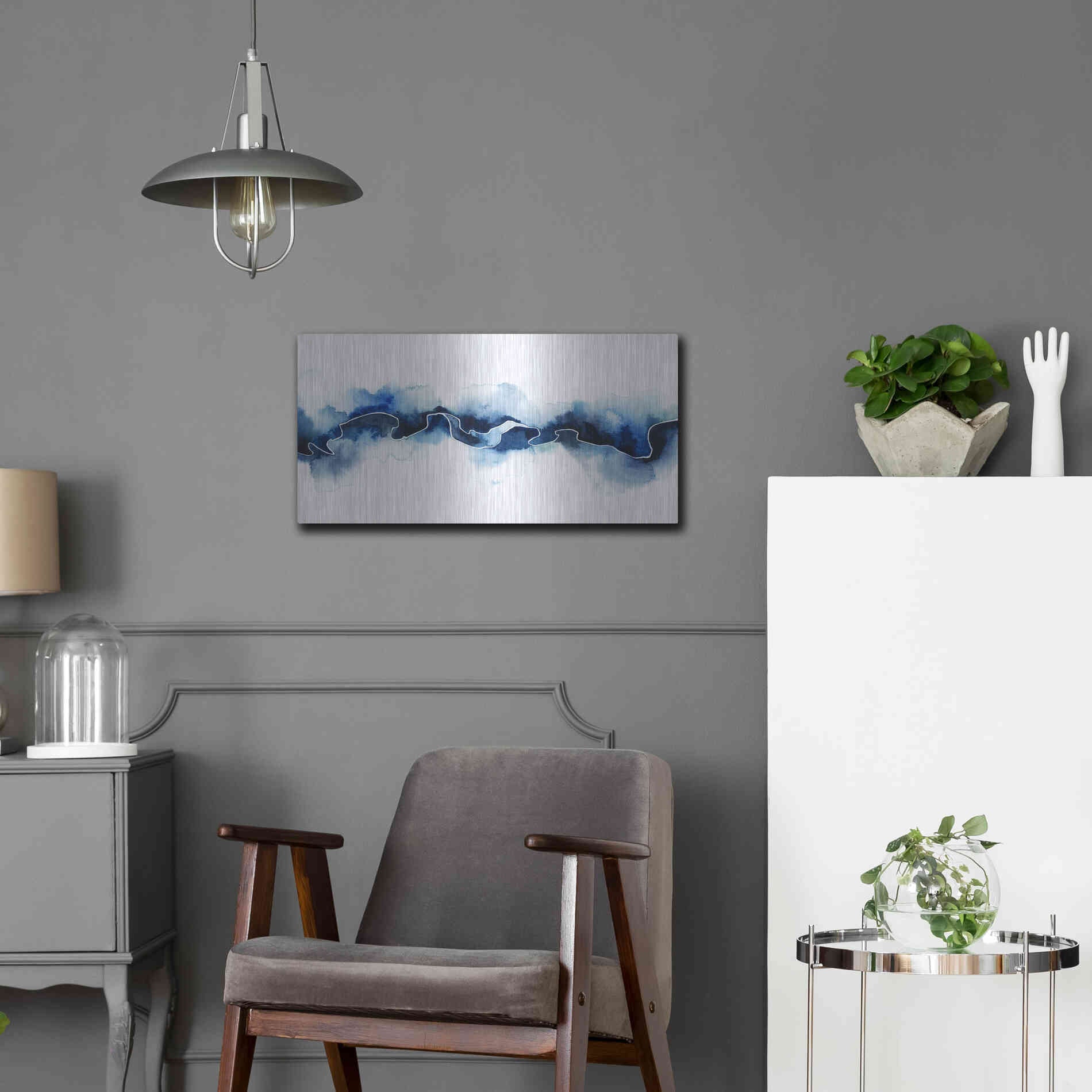 Luxe Metal Art 'Glacial Break II' by Grace Popp Metal Wall Art,24x12