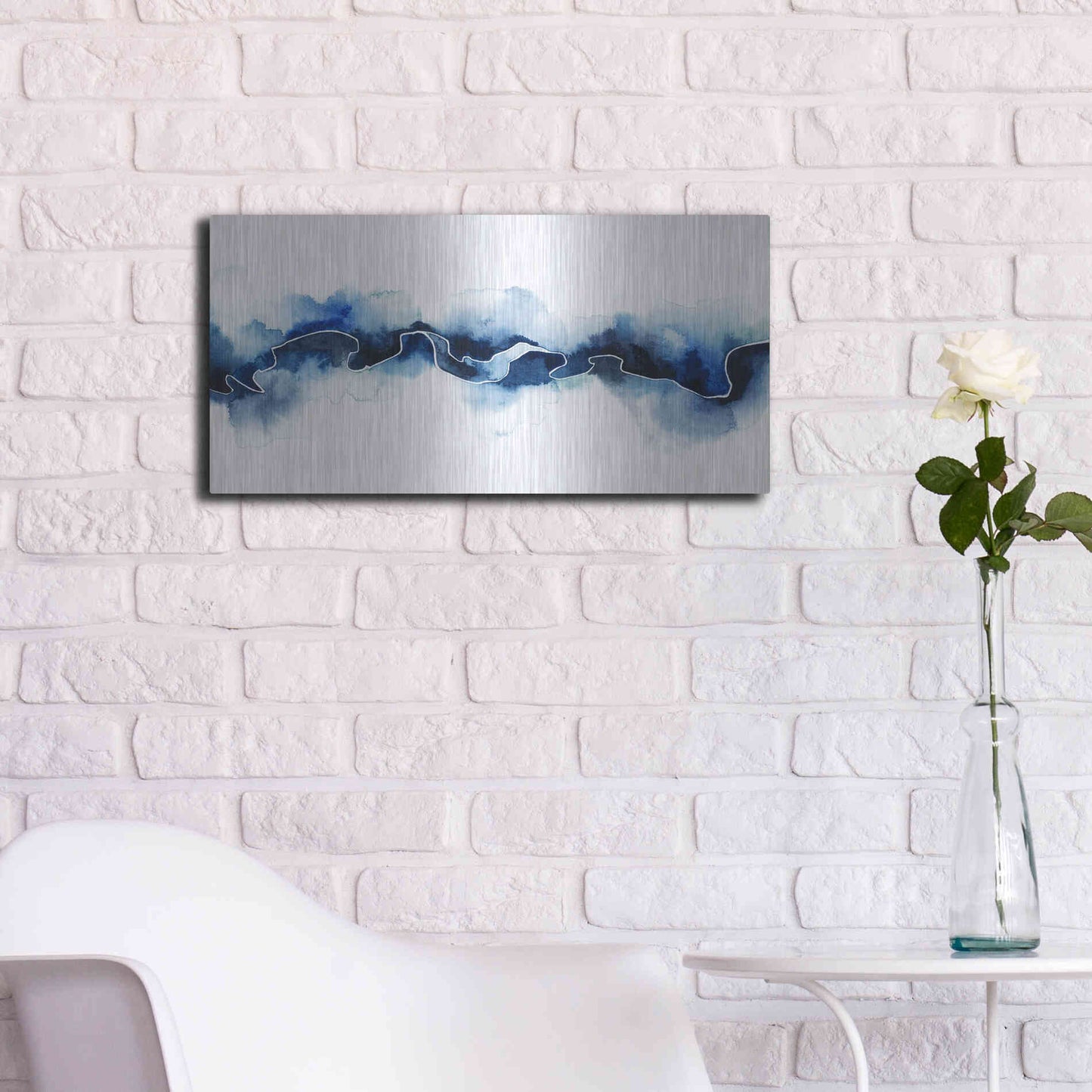 Luxe Metal Art 'Glacial Break II' by Grace Popp Metal Wall Art,24x12