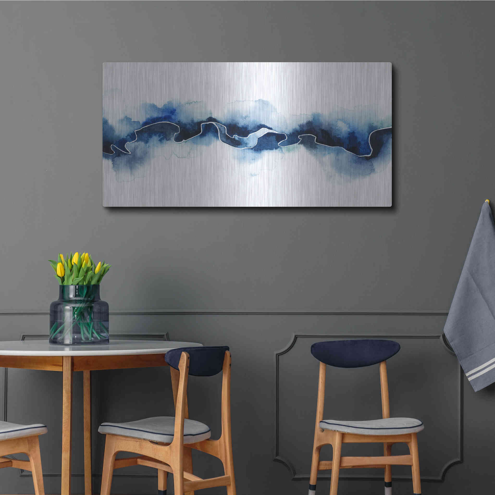 Luxe Metal Art 'Glacial Break II' by Grace Popp Metal Wall Art,48x24