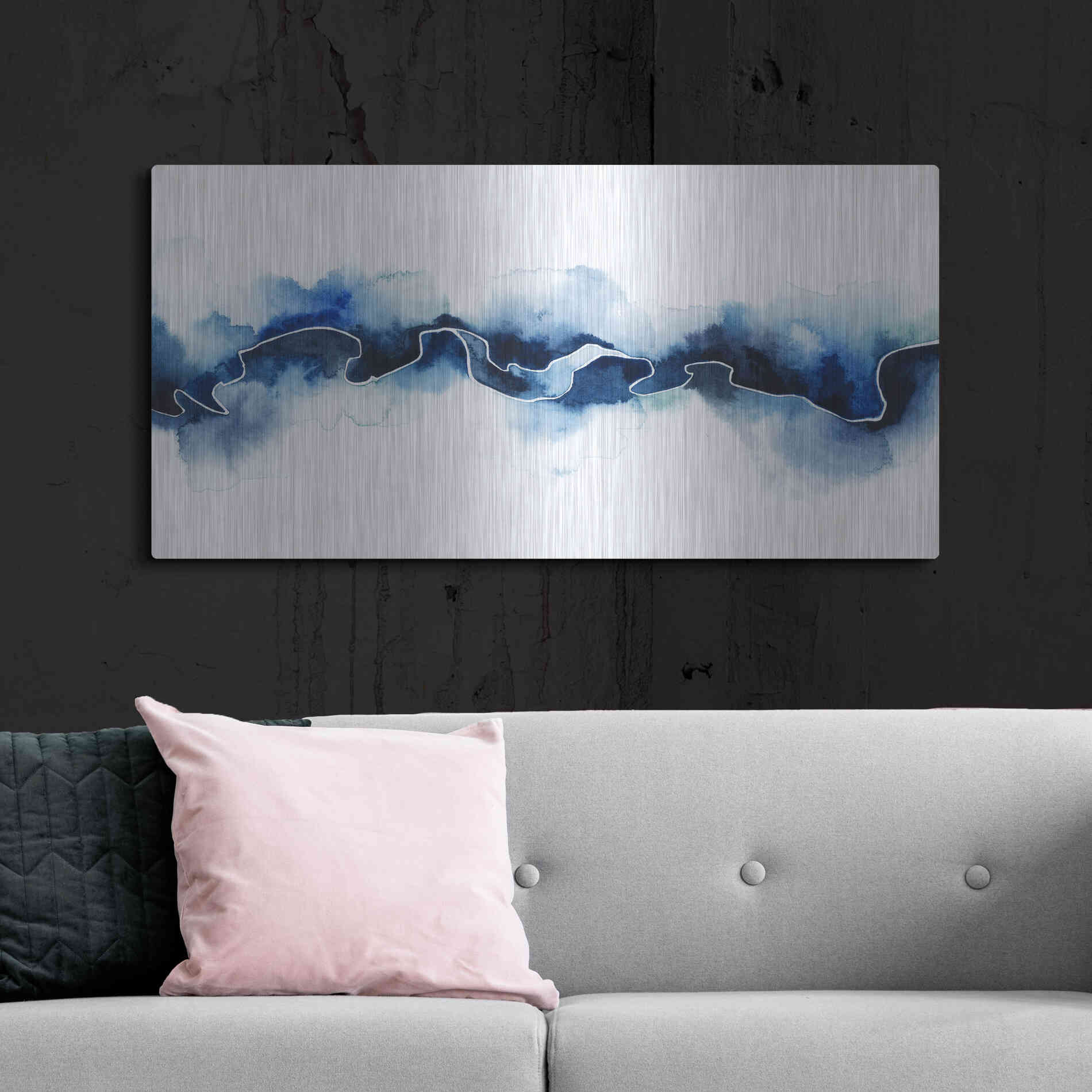 Luxe Metal Art 'Glacial Break II' by Grace Popp Metal Wall Art,48x24