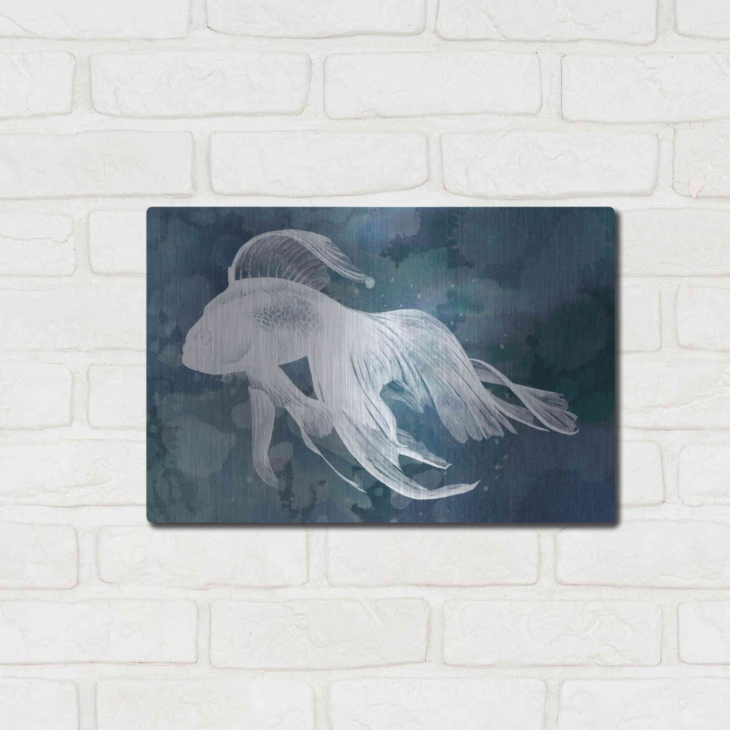 Luxe Metal Art 'Indigo Fish I' by Grace Popp Metal Wall Art,16x12