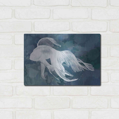Luxe Metal Art 'Indigo Fish I' by Grace Popp Metal Wall Art,16x12
