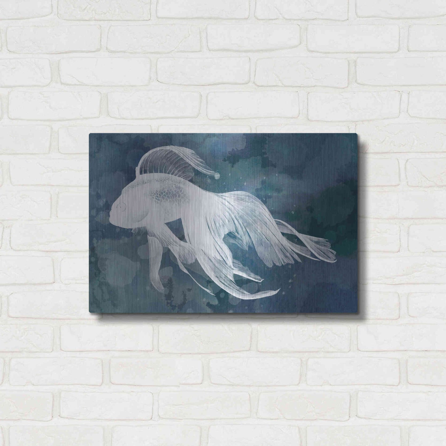 Luxe Metal Art 'Indigo Fish I' by Grace Popp Metal Wall Art,24x16