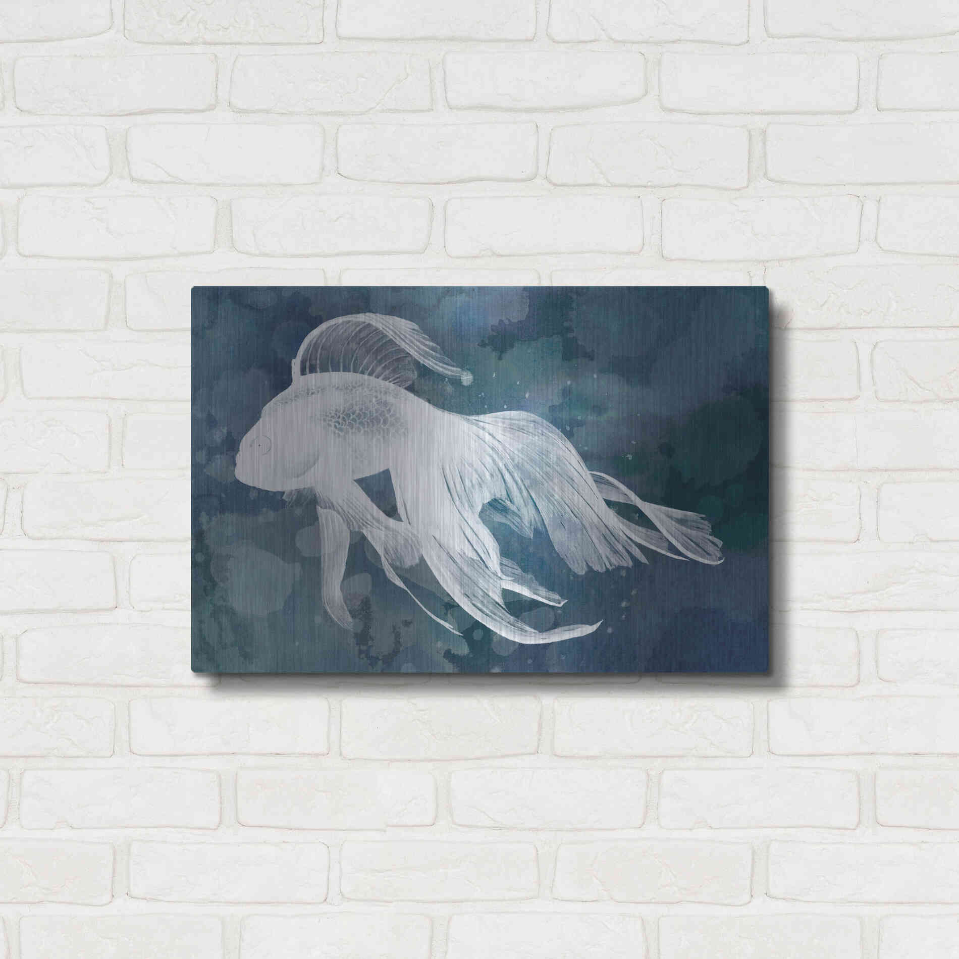 Luxe Metal Art 'Indigo Fish I' by Grace Popp Metal Wall Art,24x16