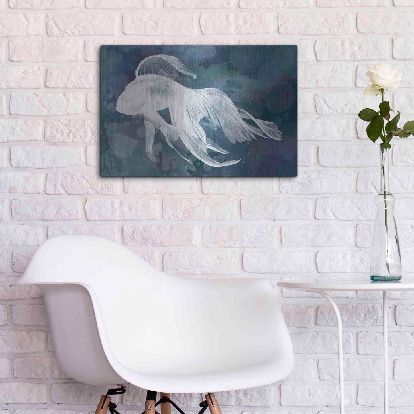 Luxe Metal Art 'Indigo Fish I' by Grace Popp Metal Wall Art,24x16