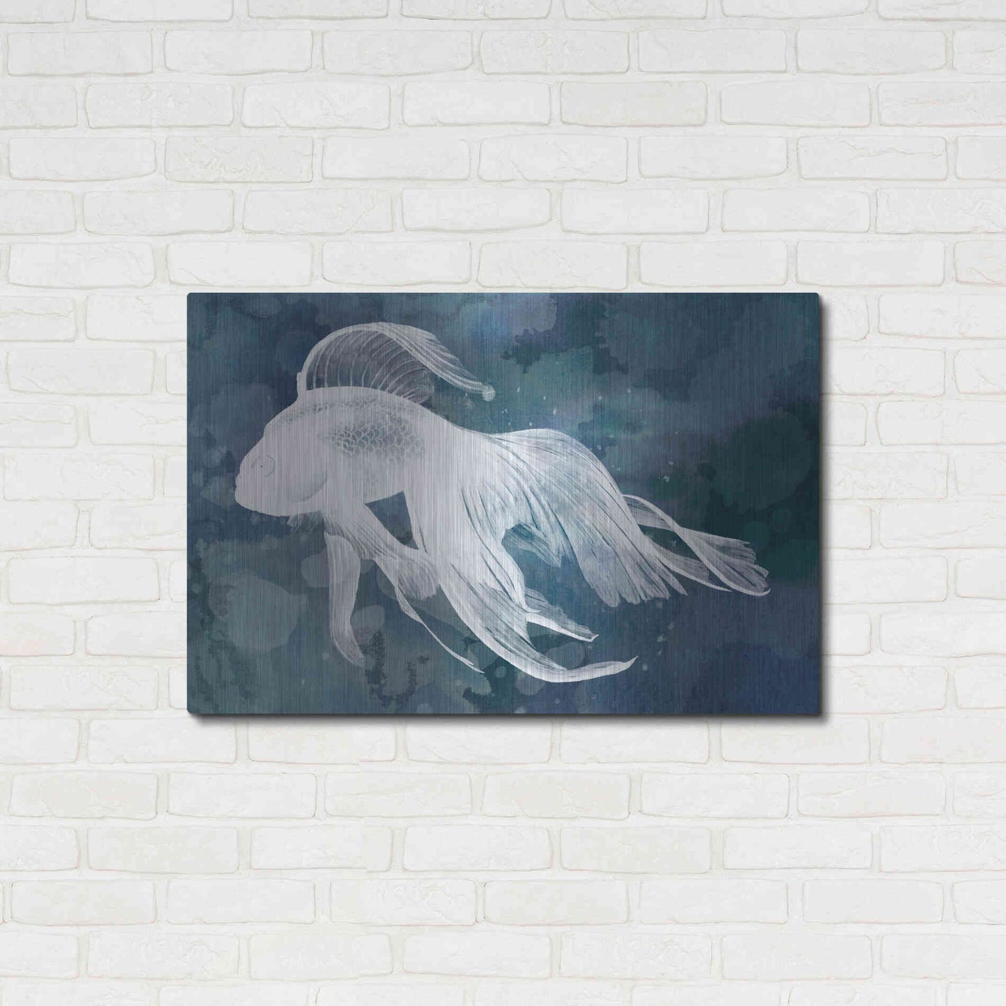 Luxe Metal Art 'Indigo Fish I' by Grace Popp Metal Wall Art,36x24