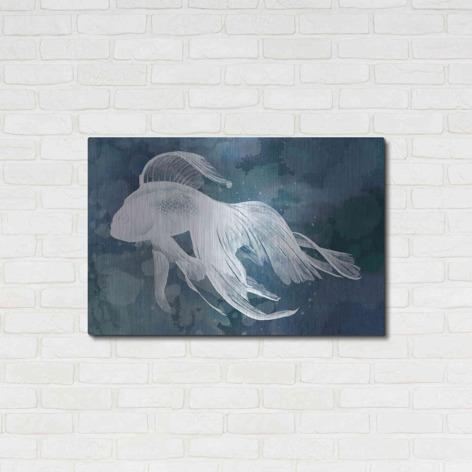 Luxe Metal Art 'Indigo Fish I' by Grace Popp Metal Wall Art,36x24