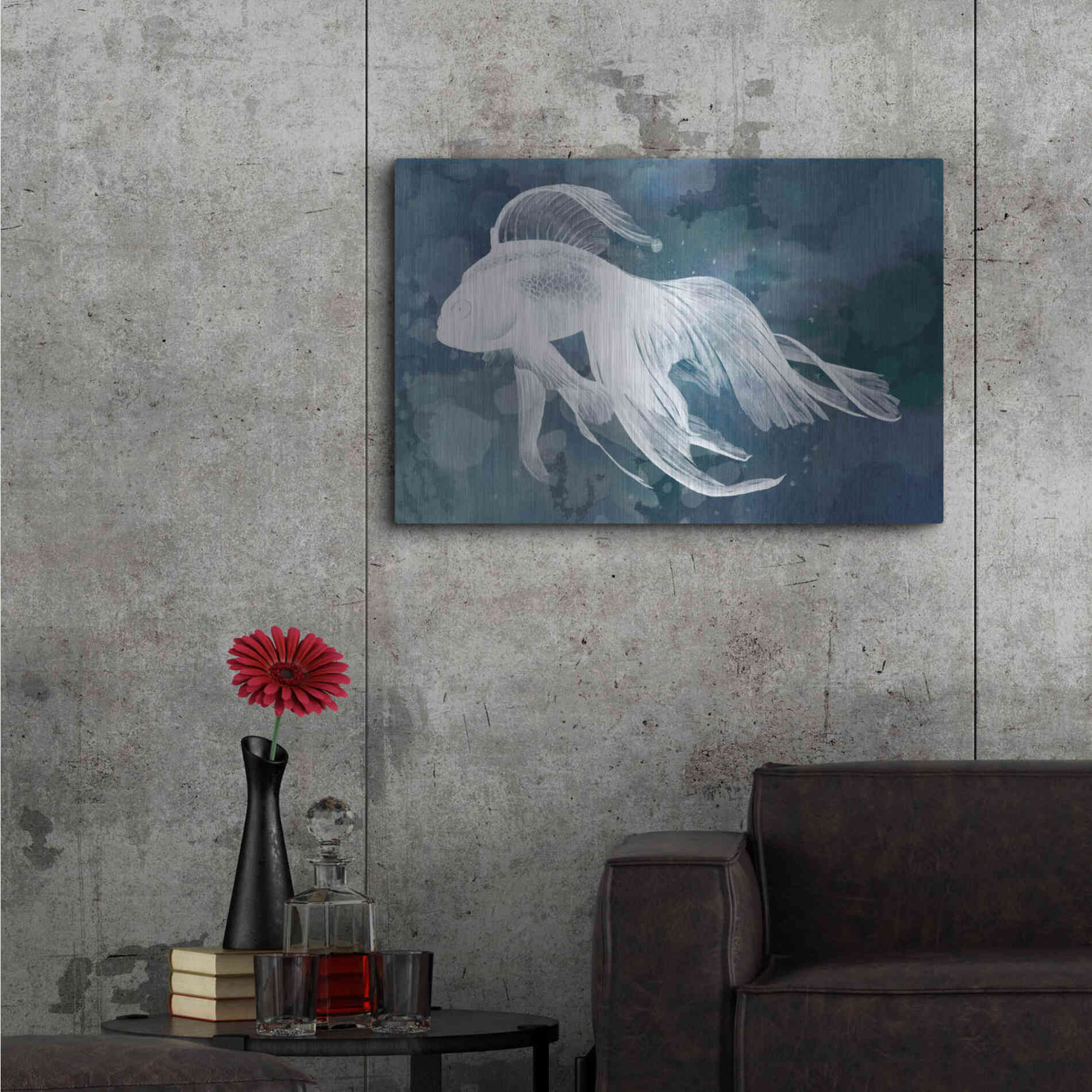 Luxe Metal Art 'Indigo Fish I' by Grace Popp Metal Wall Art,36x24
