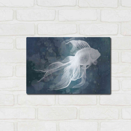 Luxe Metal Art 'Indigo Fish II' by Grace Popp Metal Wall Art,16x12